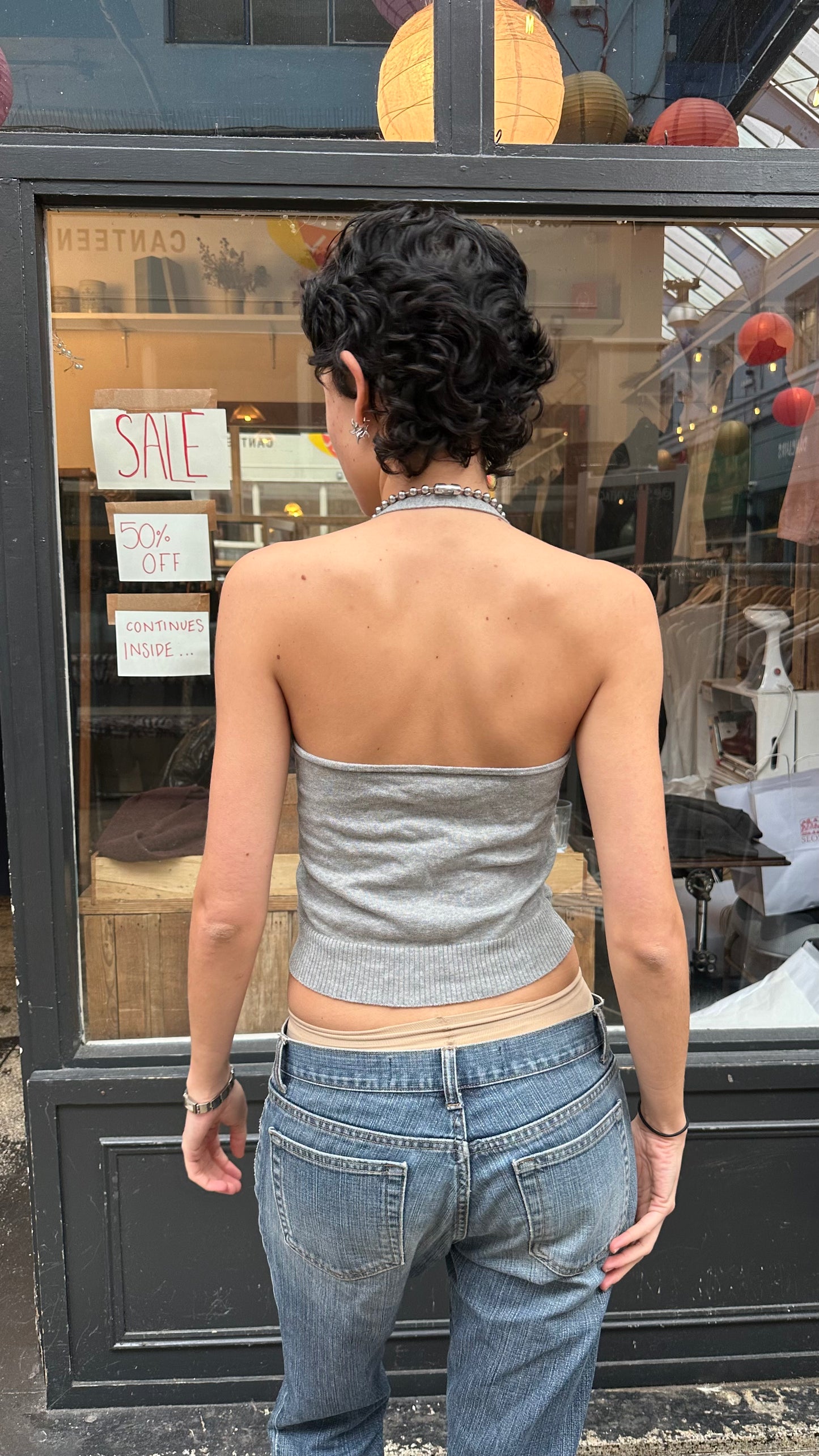 grey halter neck