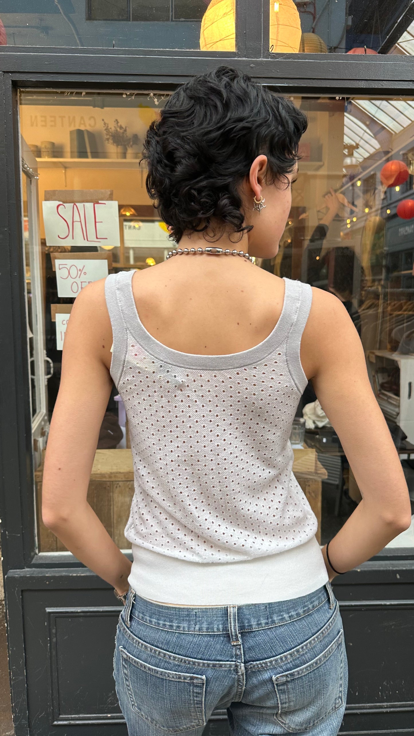 all saints white knit vest top labelled medium