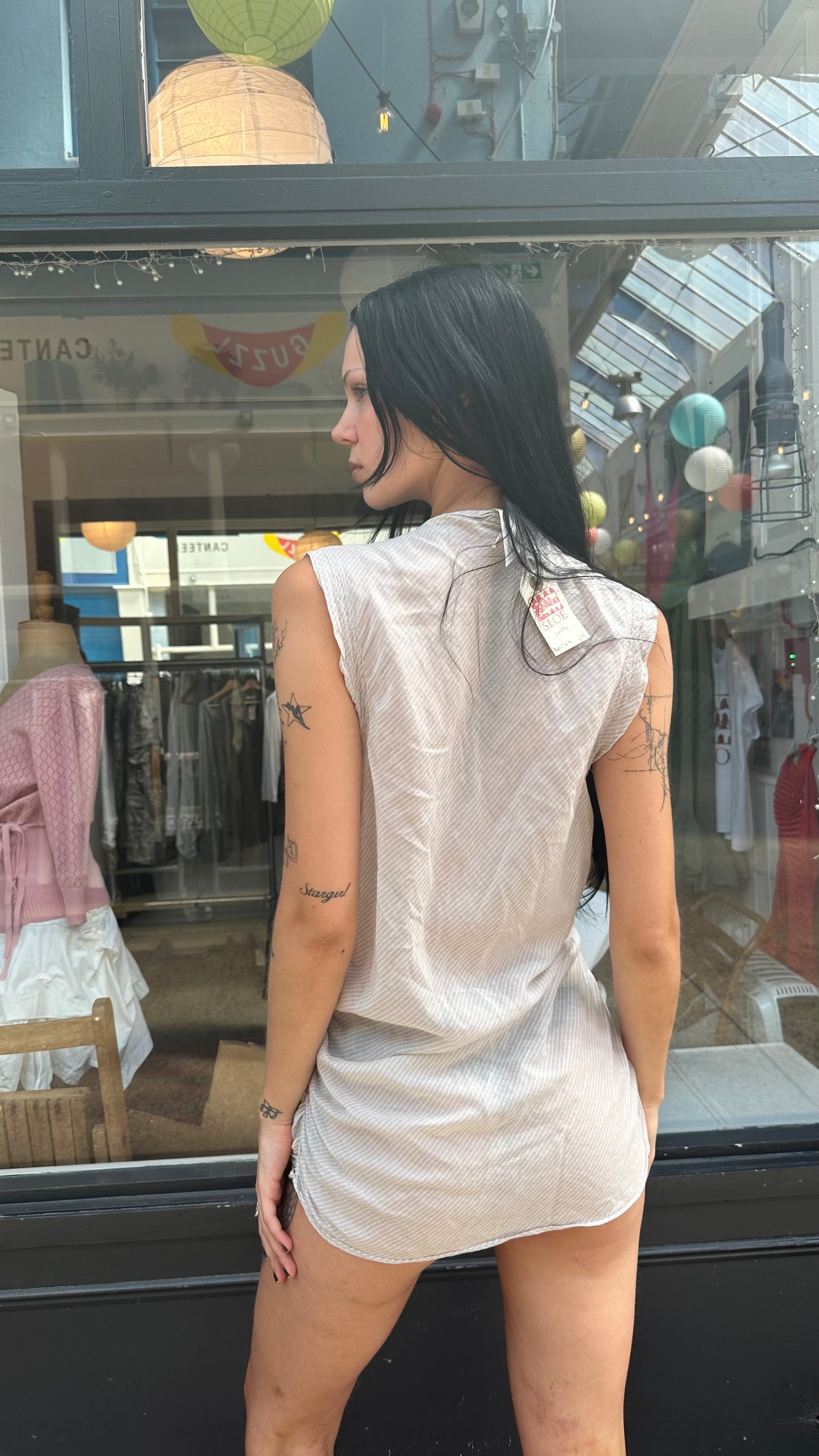 Pinstripe tunic top