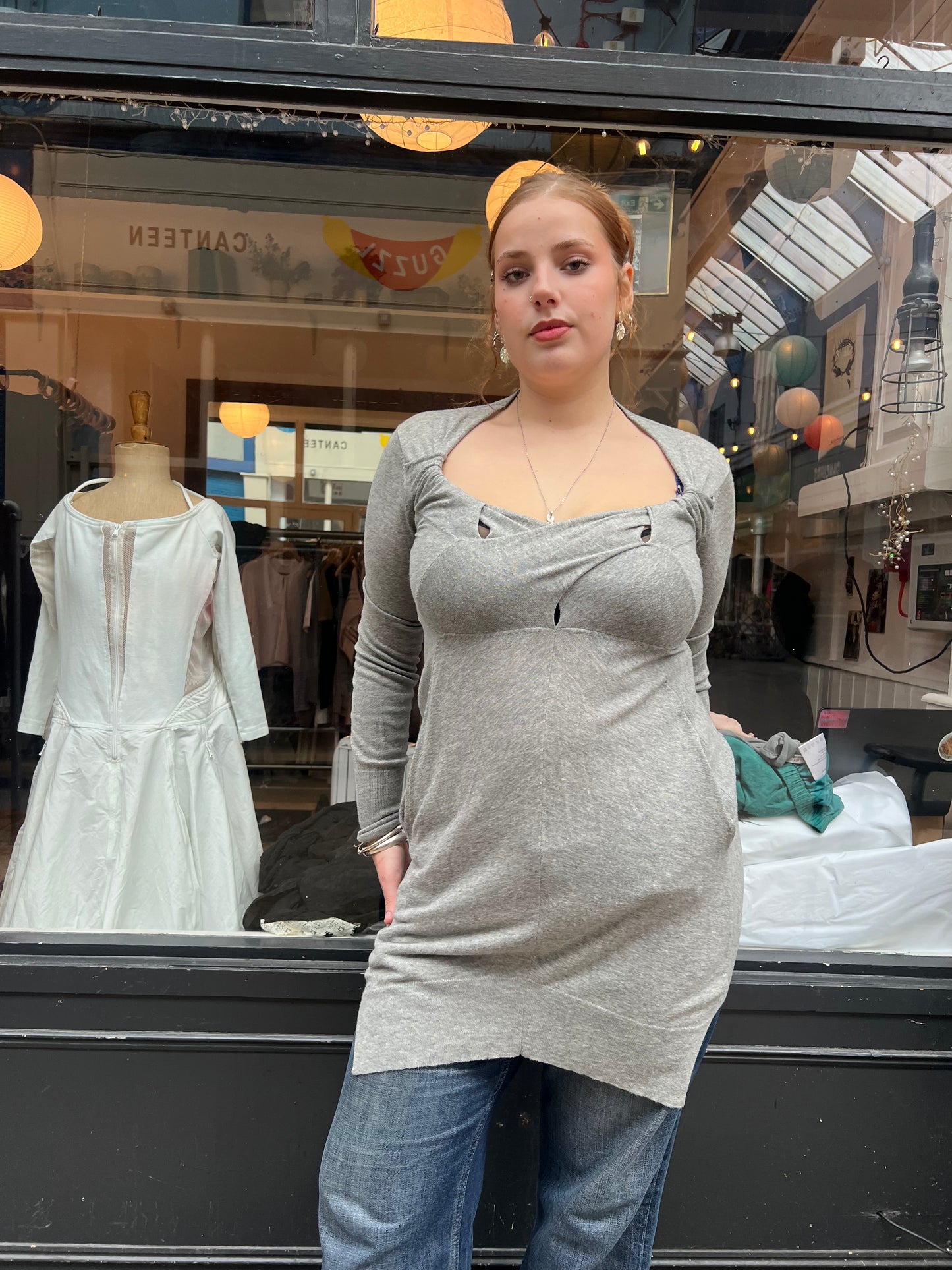 All saints grey cotton and wool blend dress
