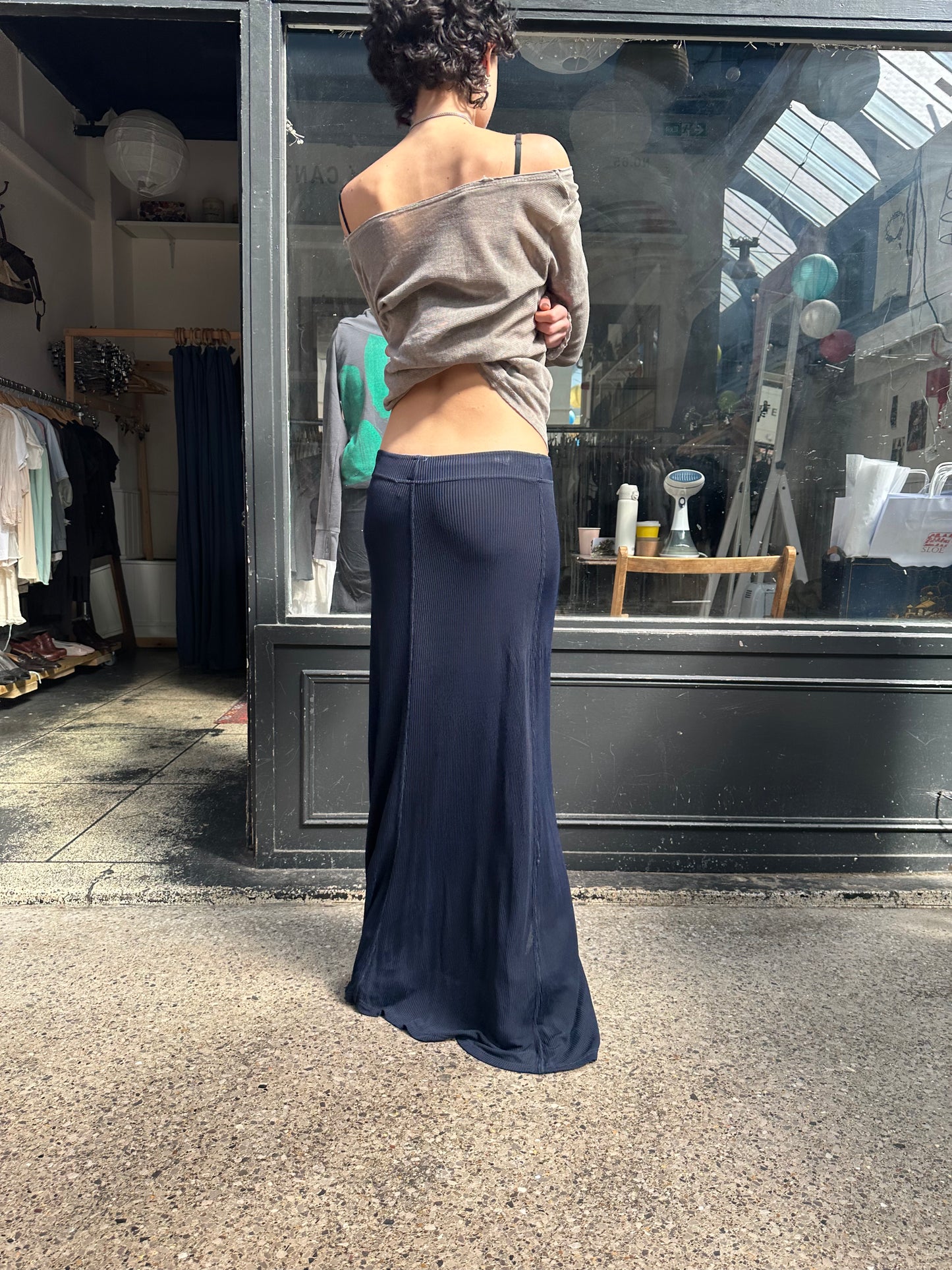 Navy button up maxi skirt