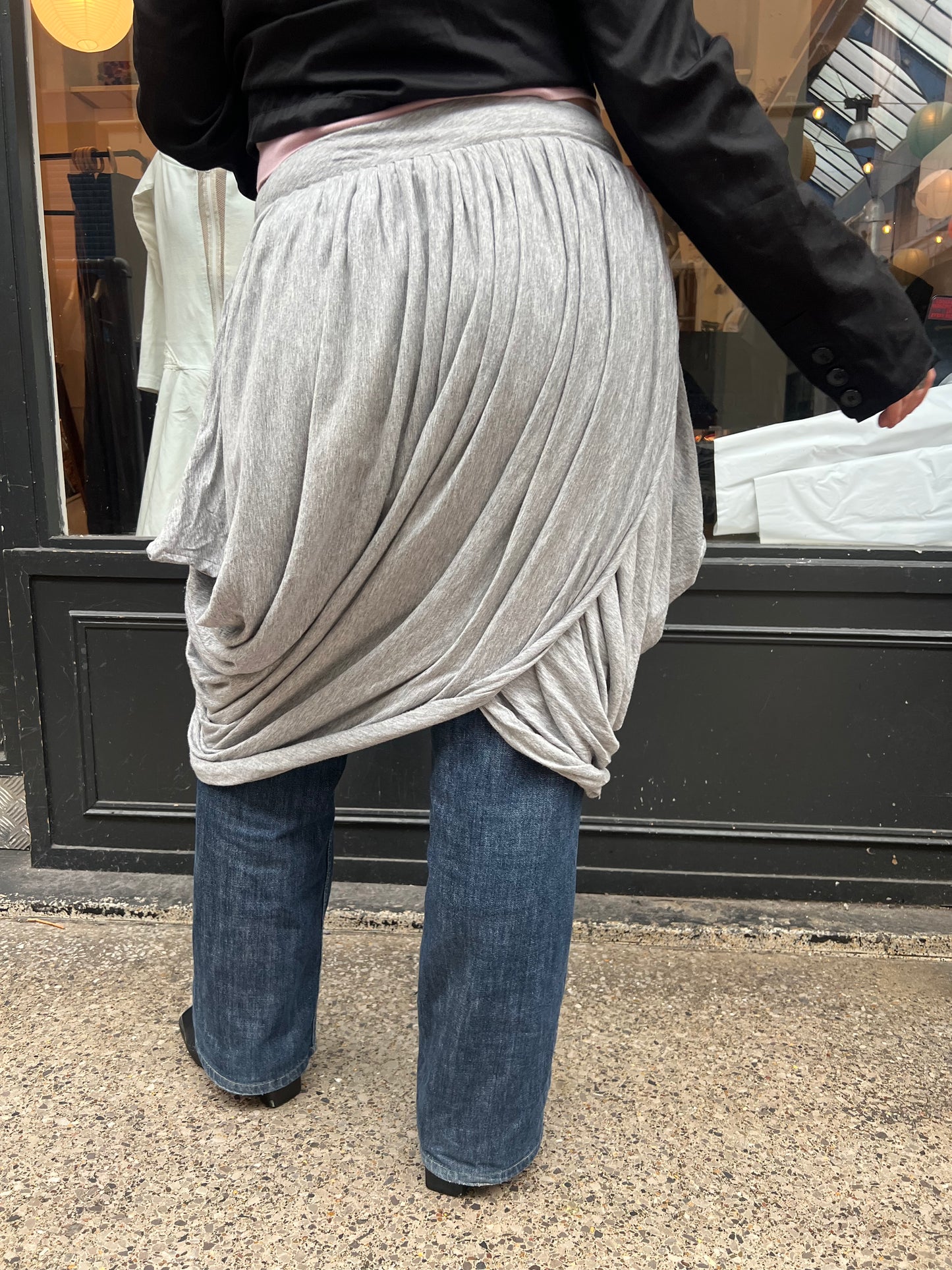 All saints grey jersey midi skirt