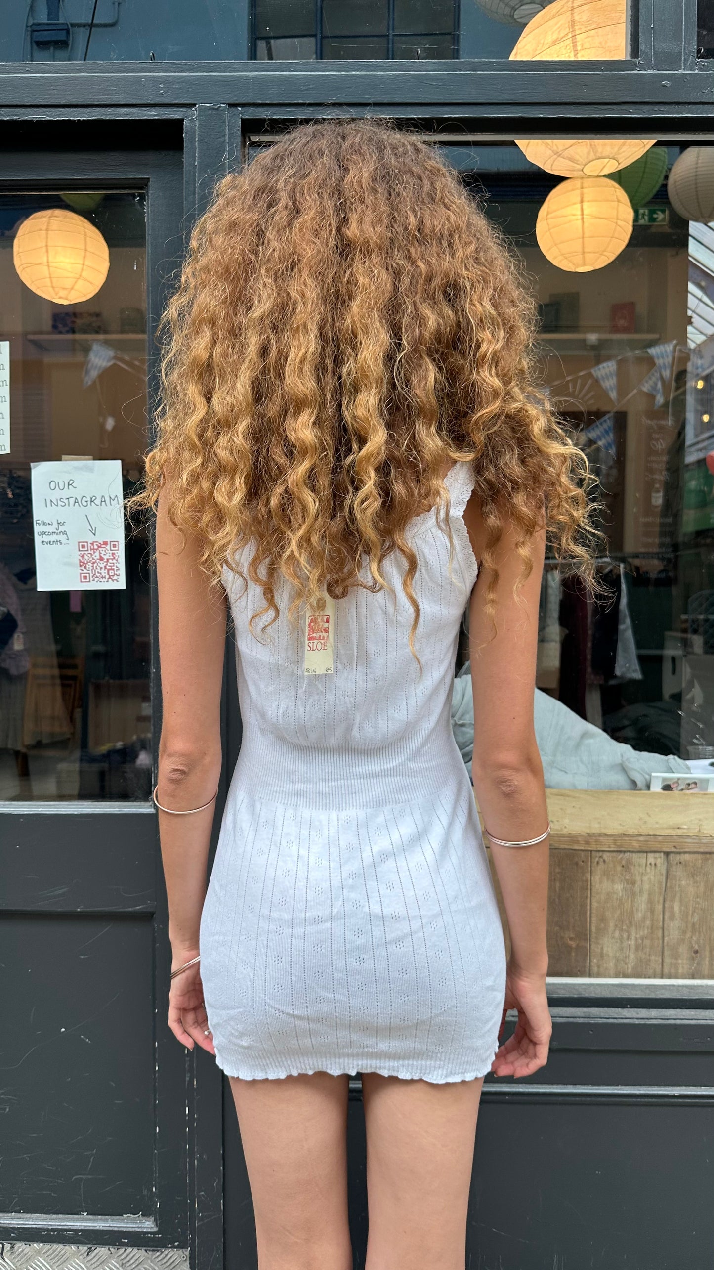 White pointelle mini dress