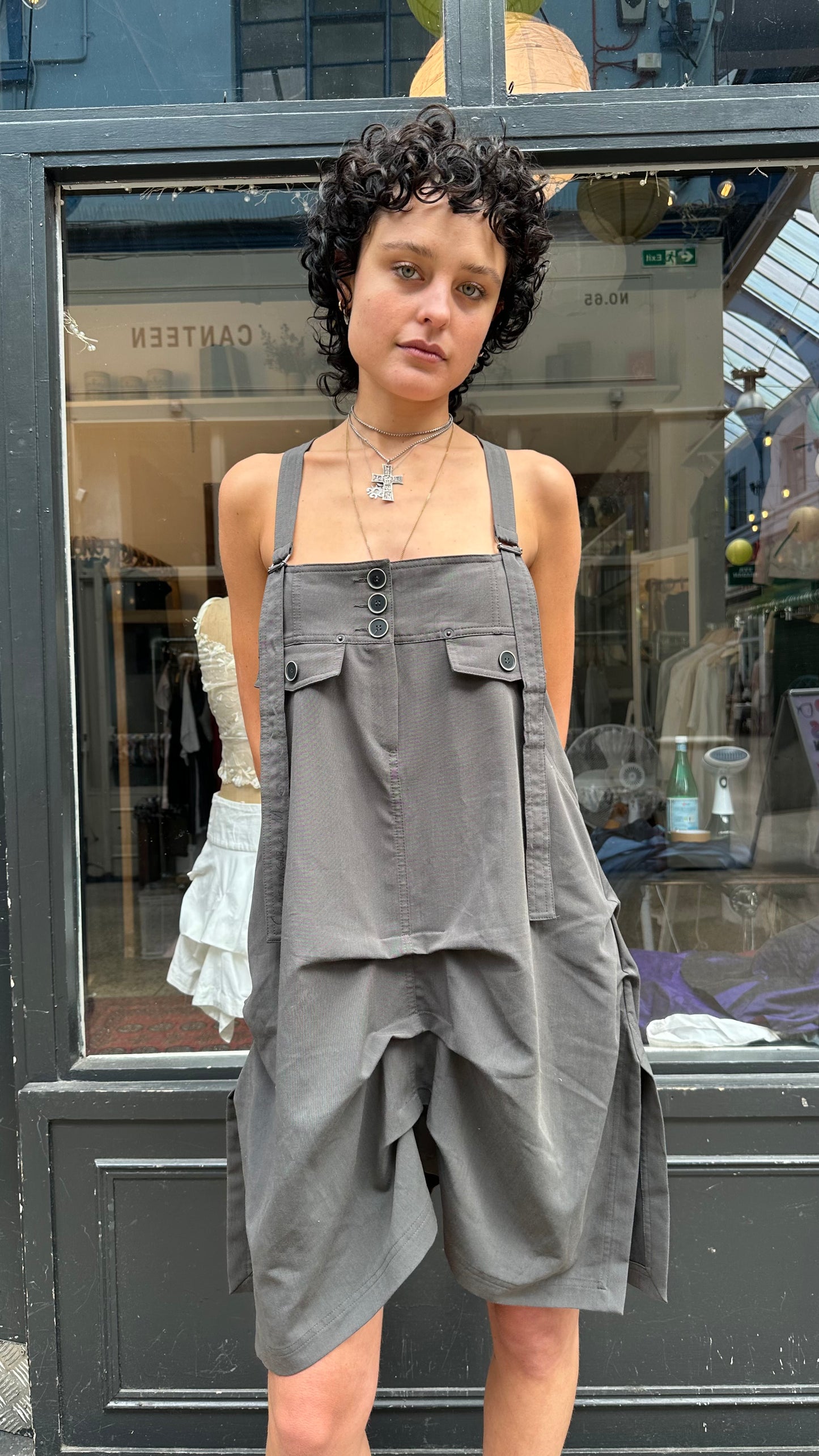 Grey pinafore dress
