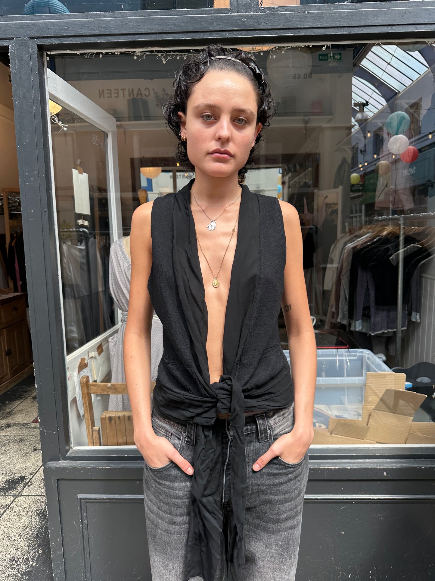 Black backless waist coat