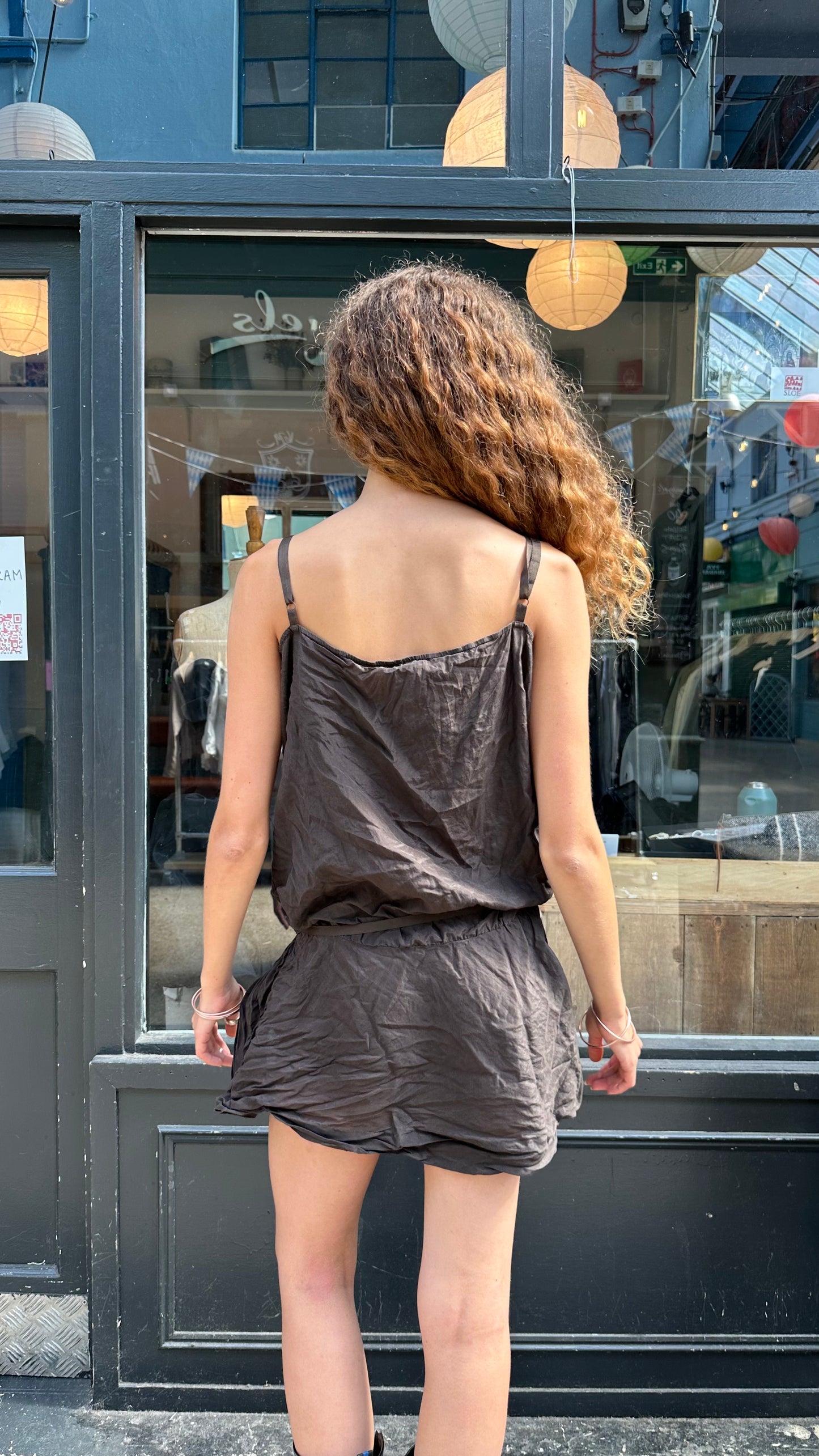 Brown drop waist tunic
