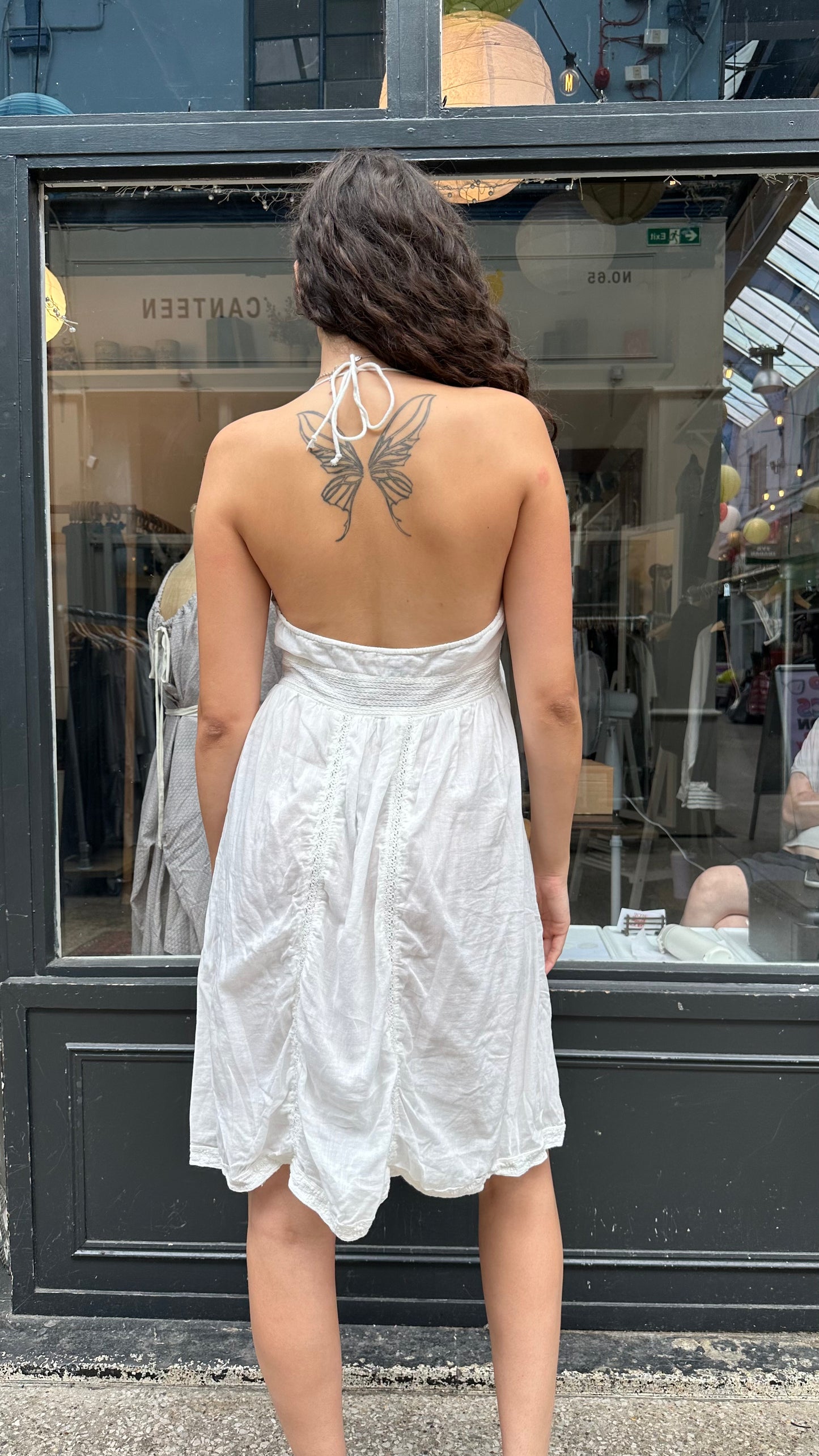 White 100% cotton halter neck dress