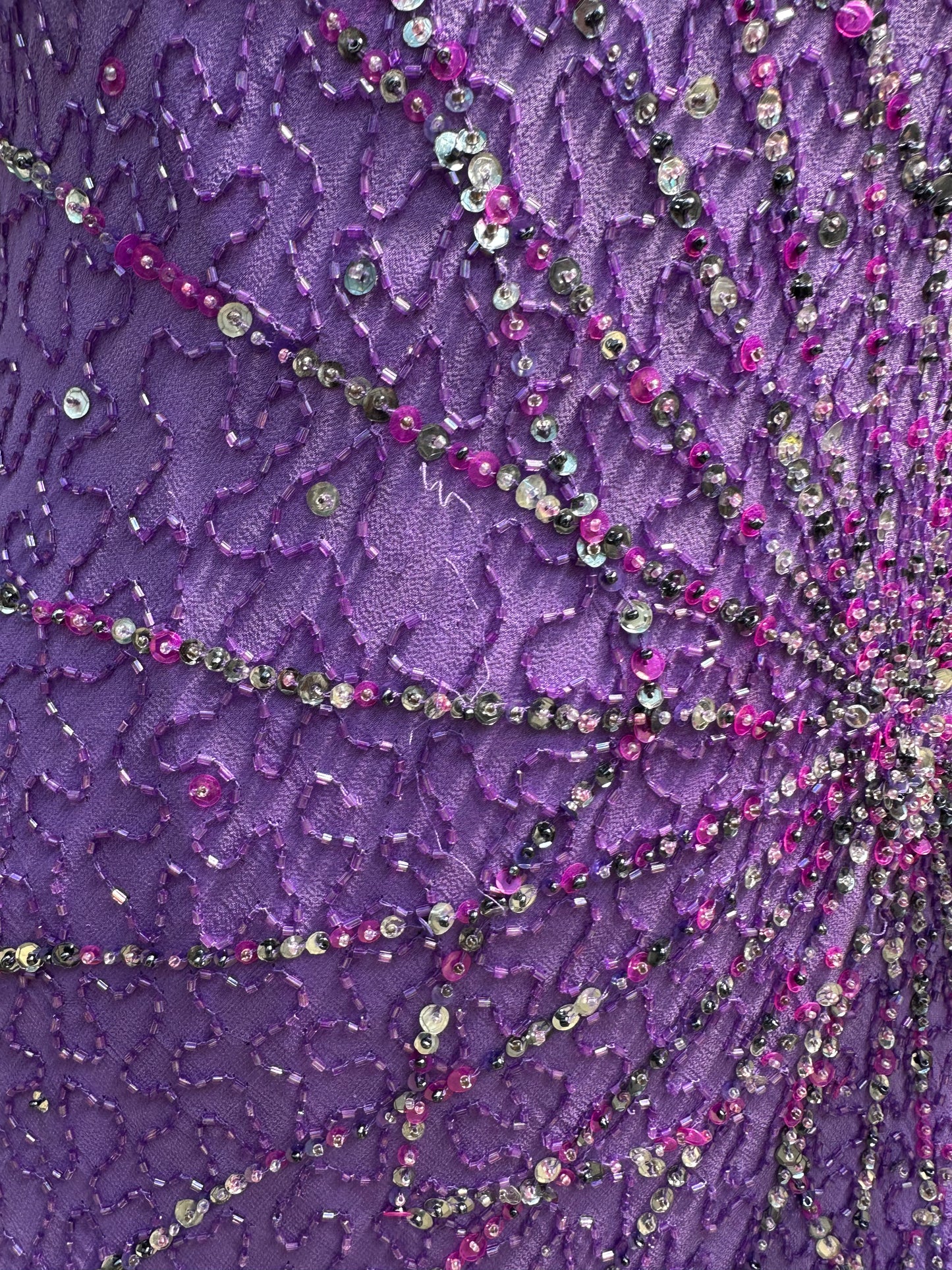 Purple 100% silk beaded slip dress
