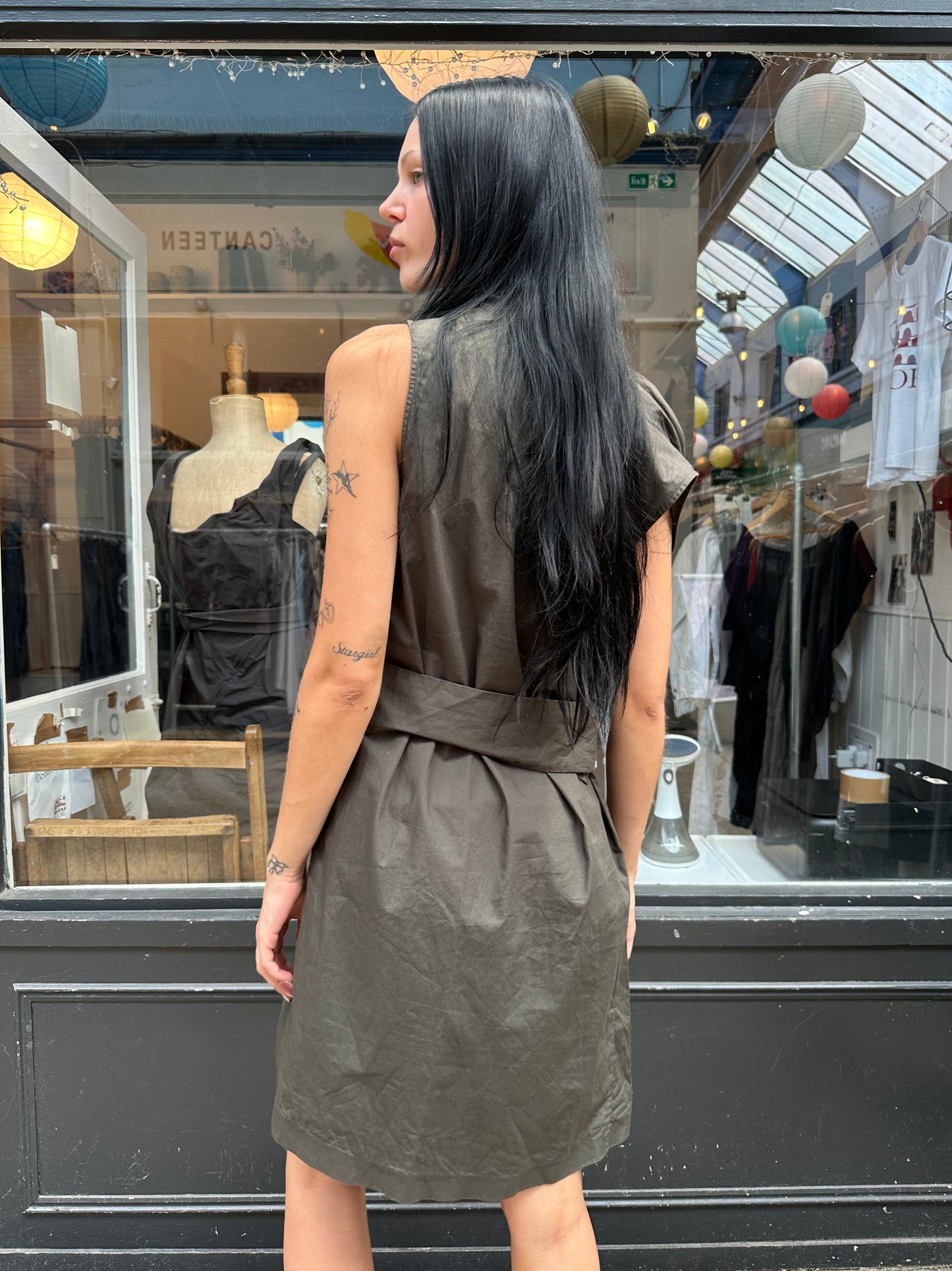 ALL SAINTS khaki cotton shift dress