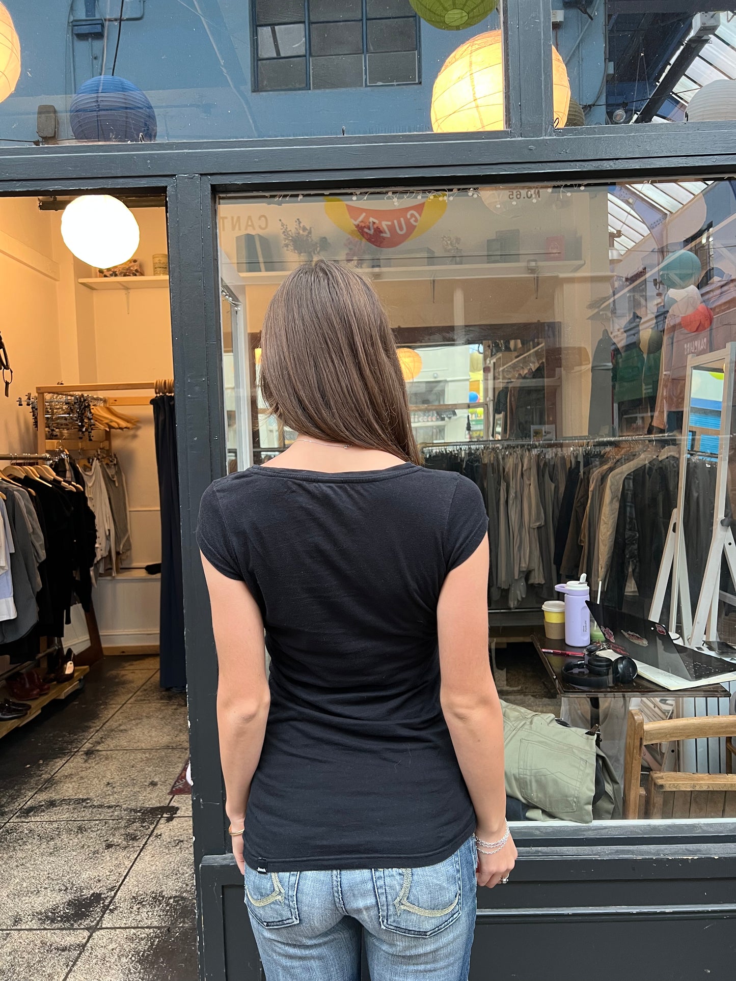 Bench black cap sleeve top