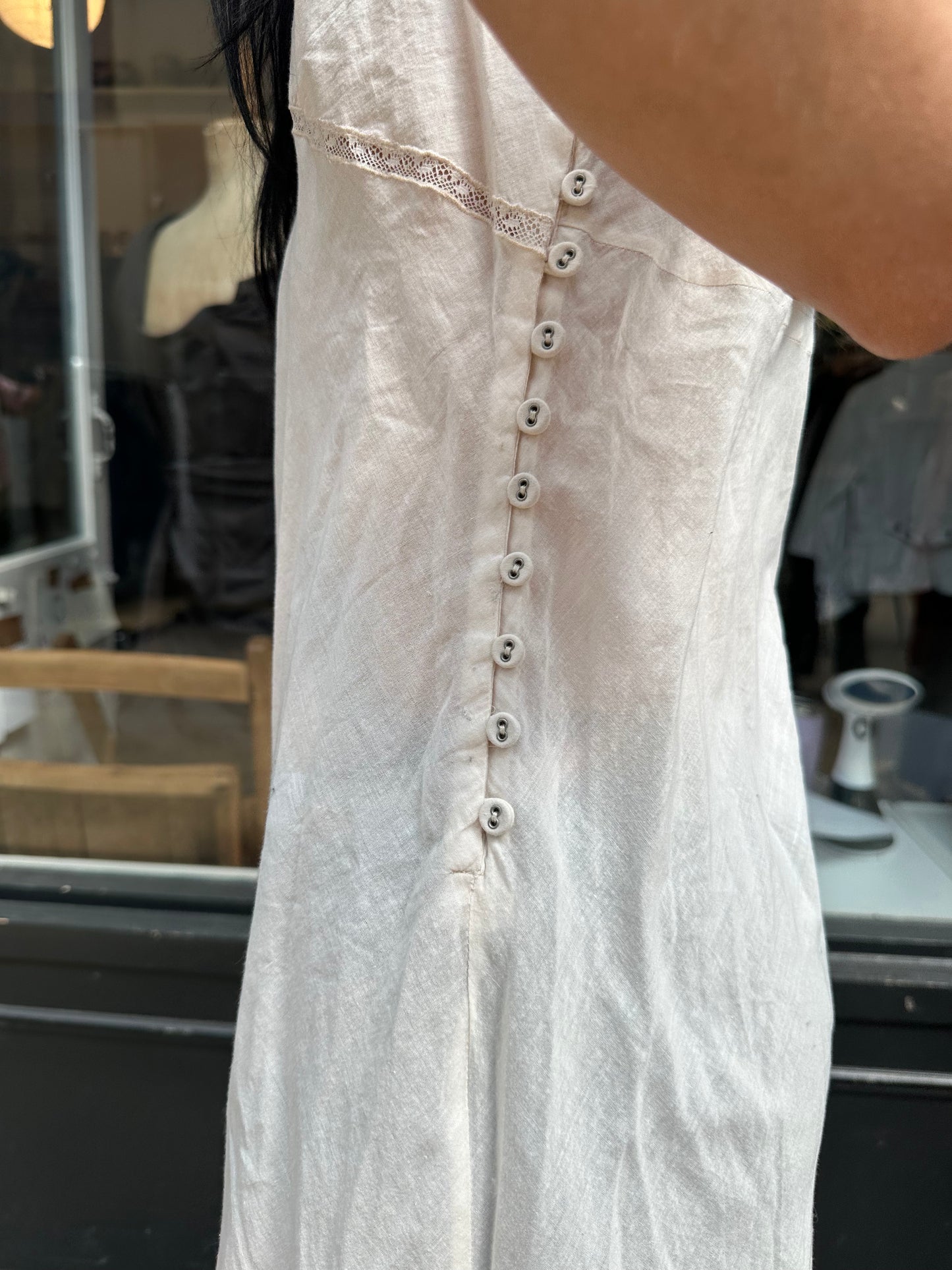 All saints cream cotton slip dress