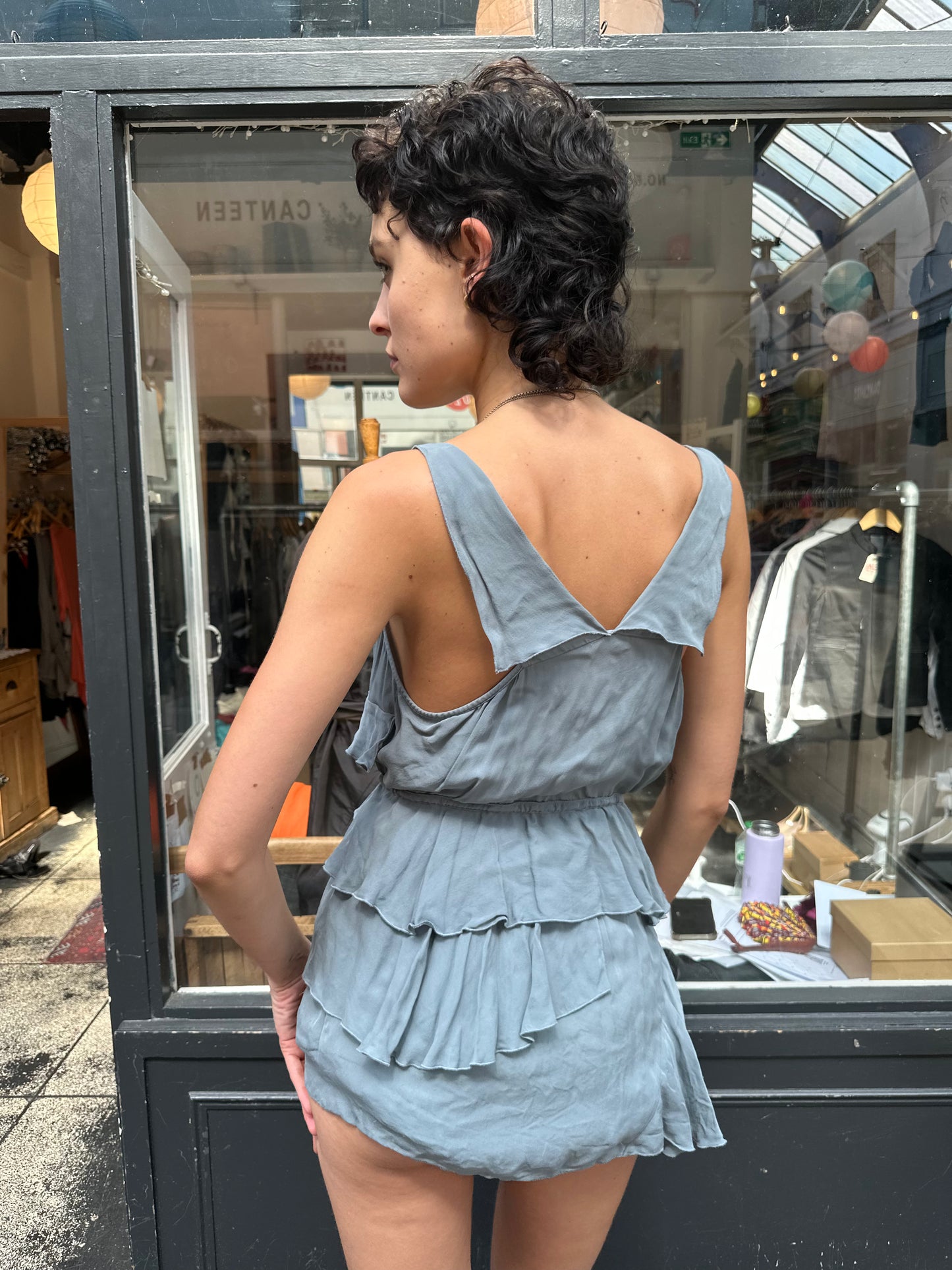 Silk ruffle top
