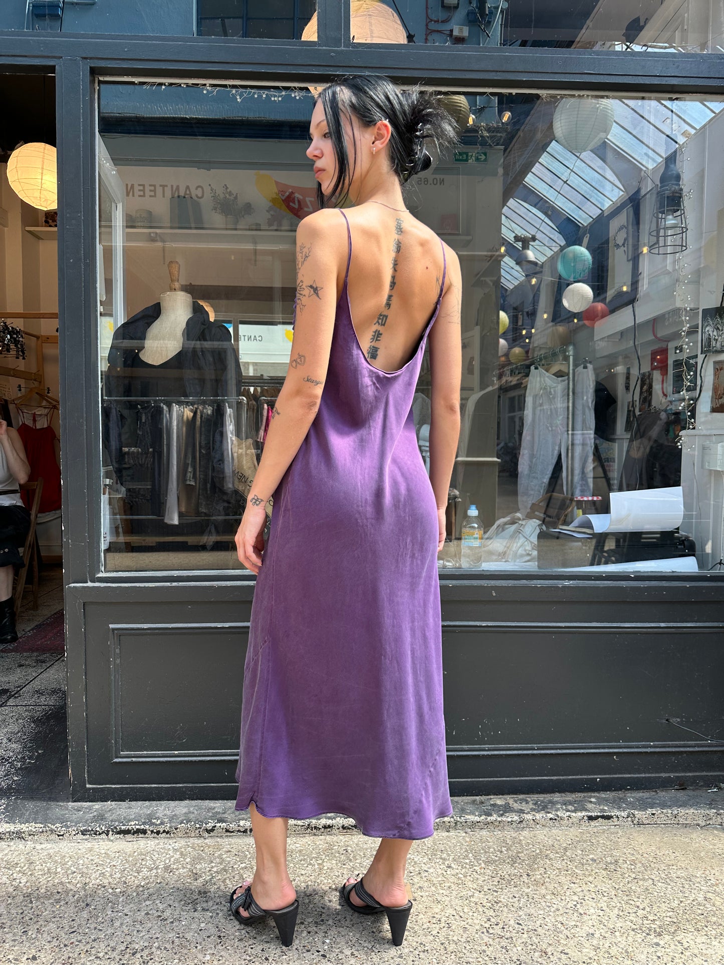 Purple 100% silk slip dress
