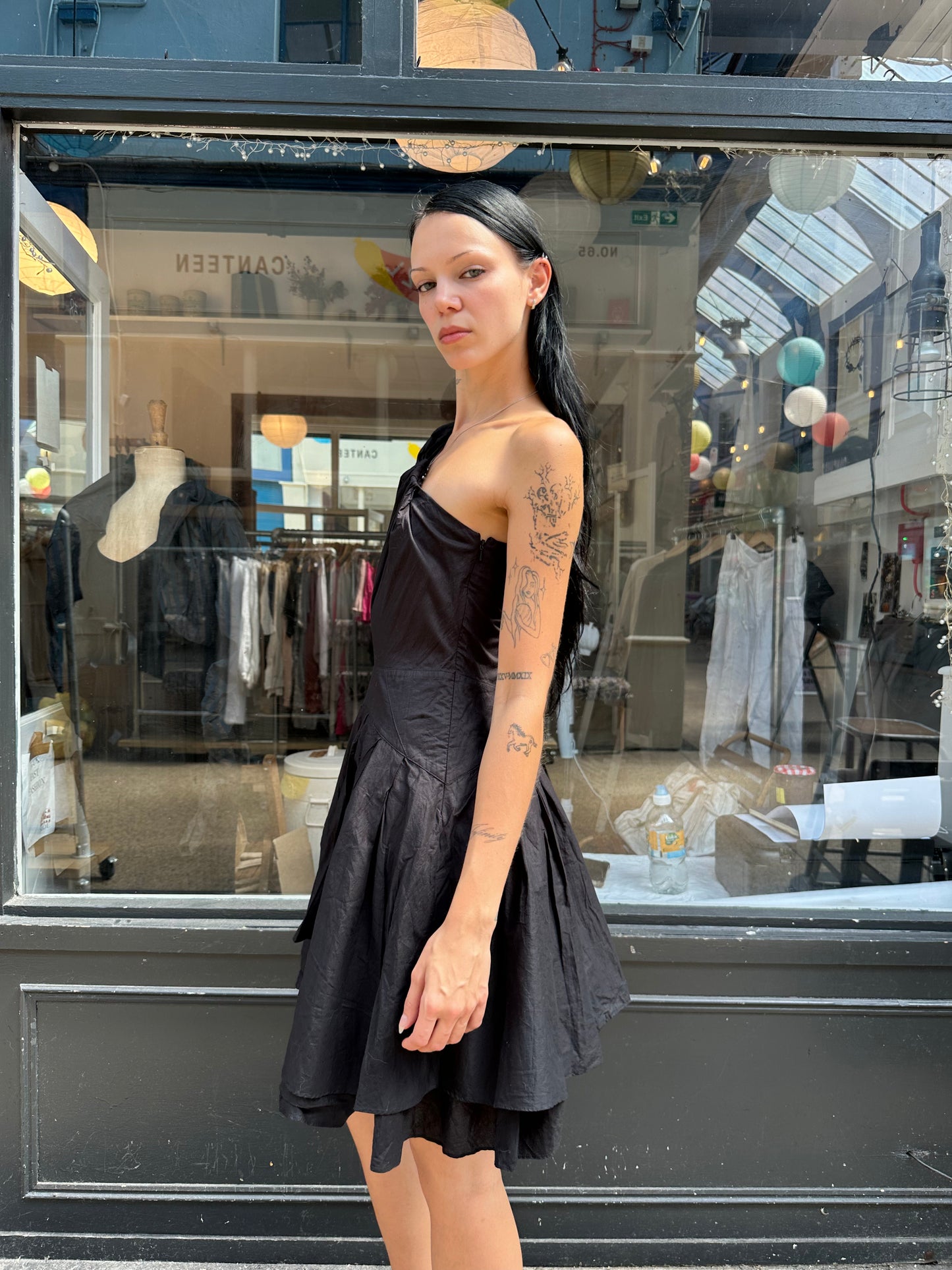 Black 100% cotton mini dress
