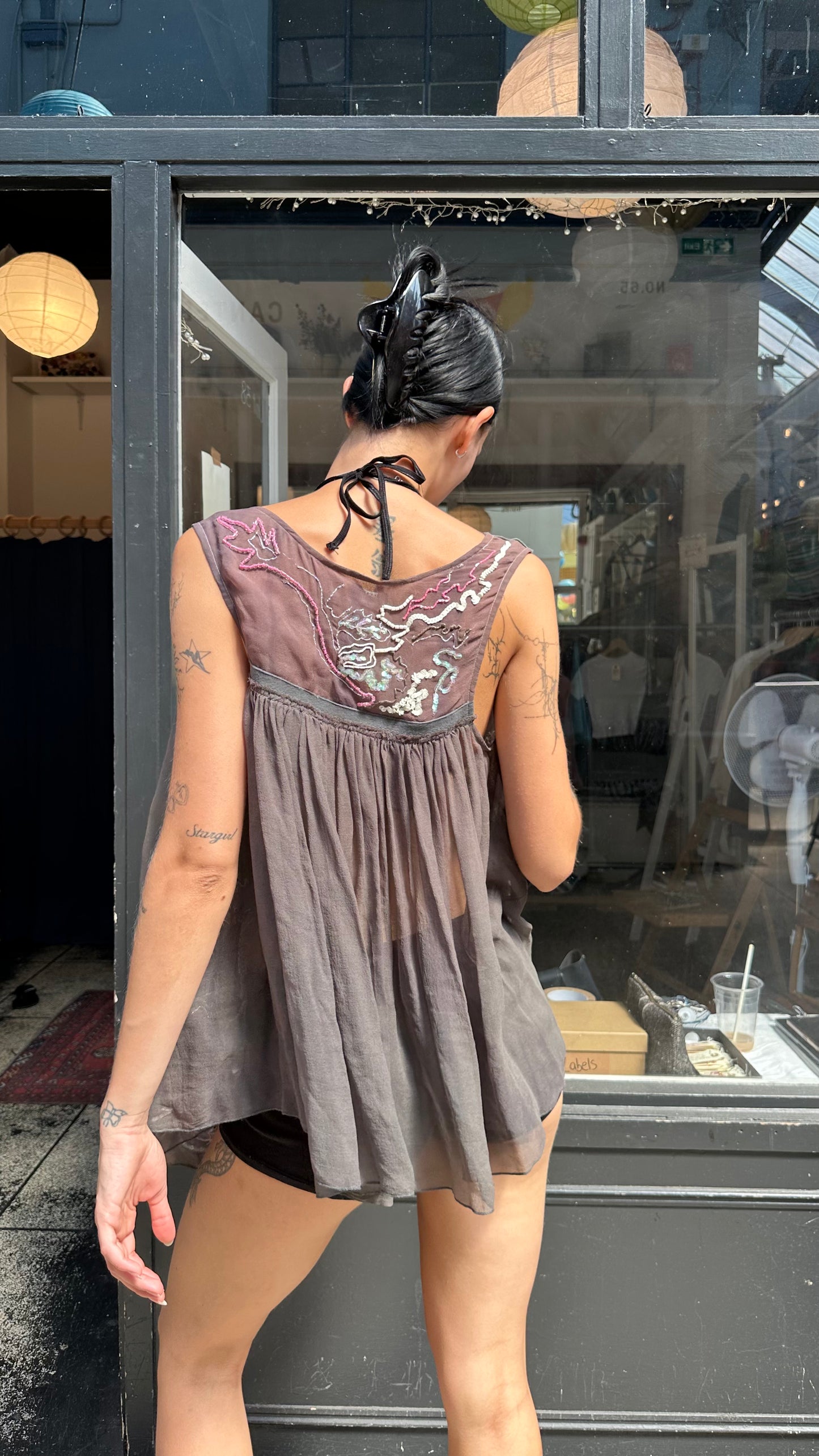All saints 100% silk beaded top