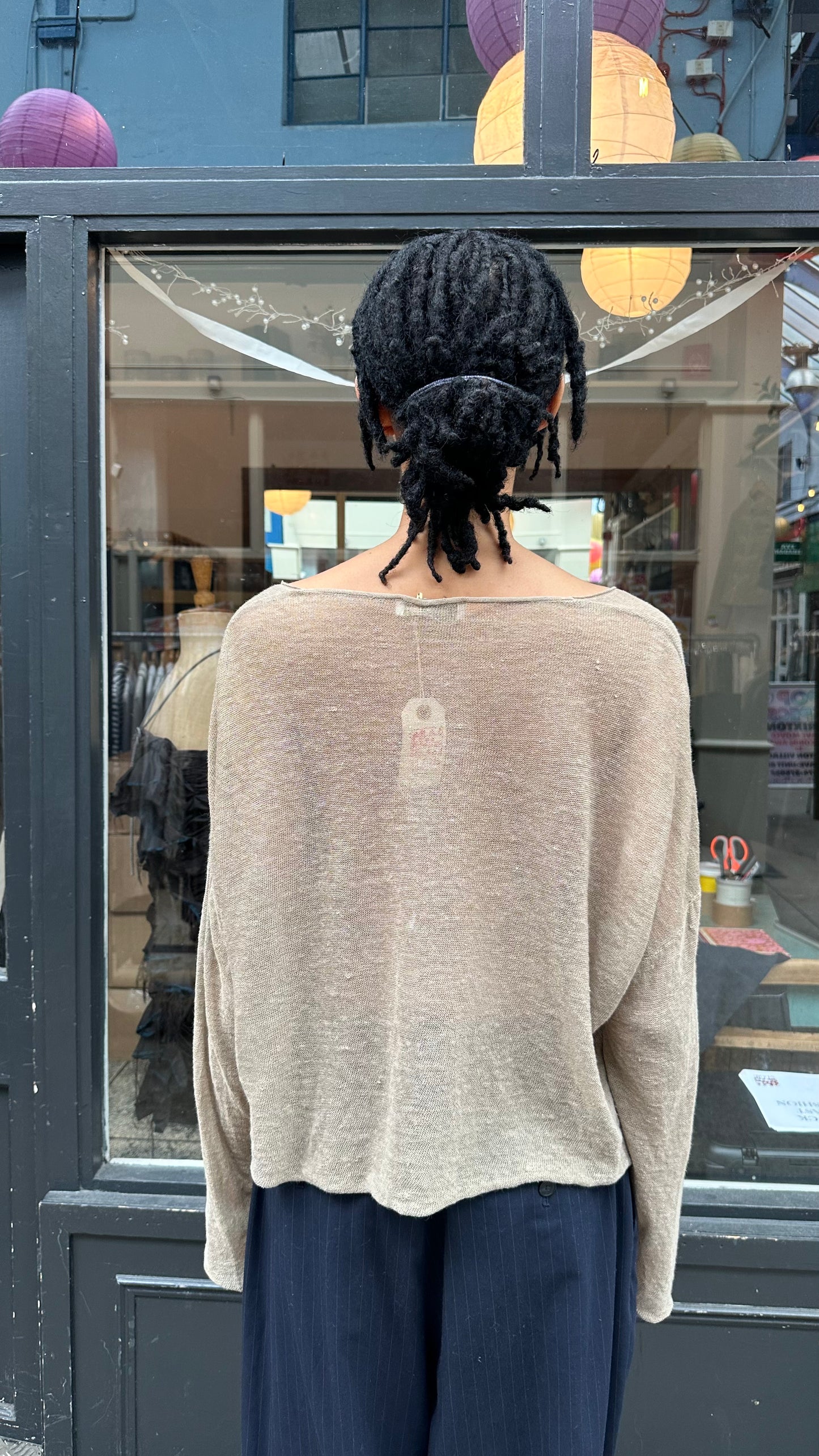 Beige Knitted Asymetrical Double Layer Top