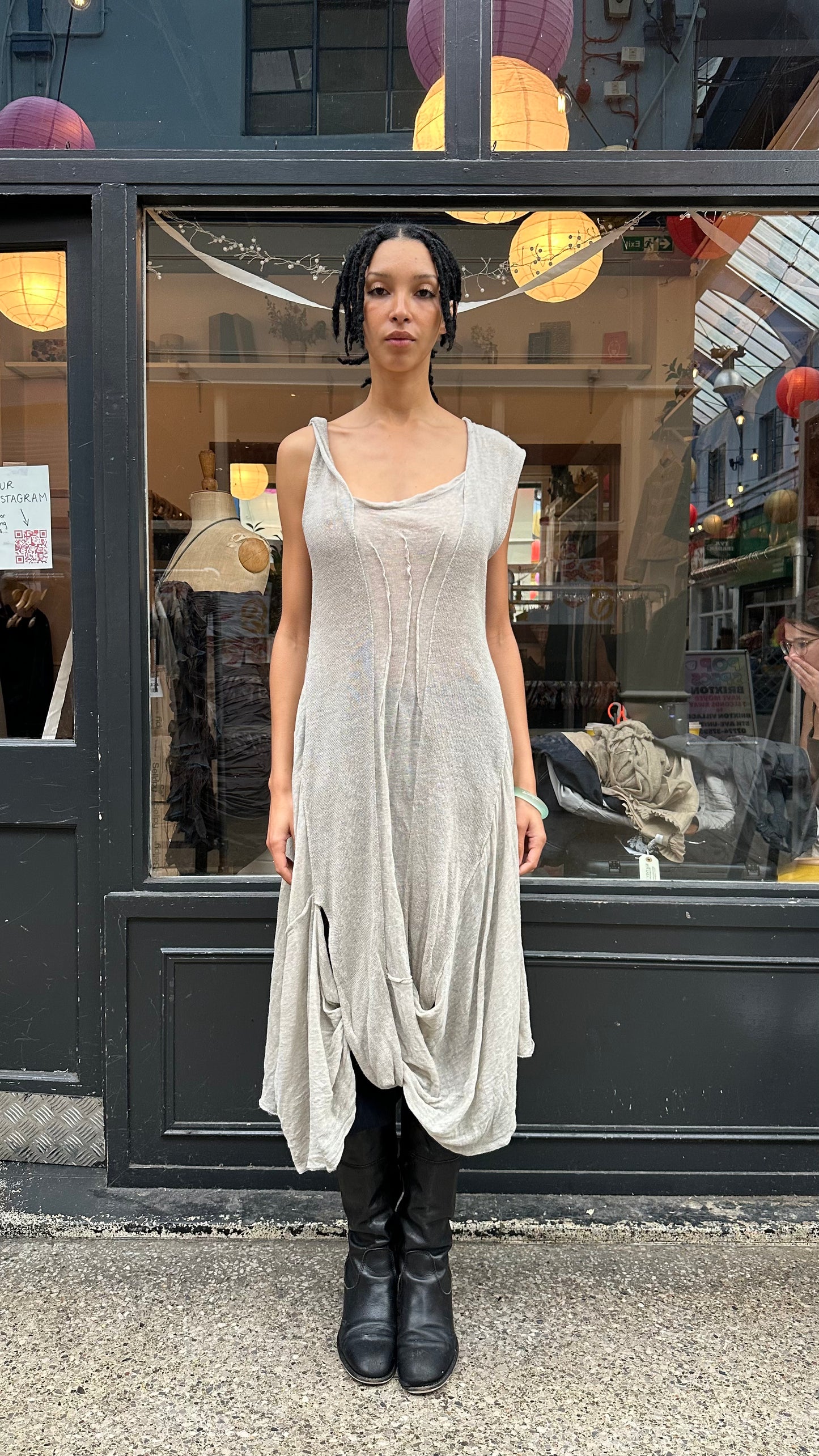 Ruched linen dress