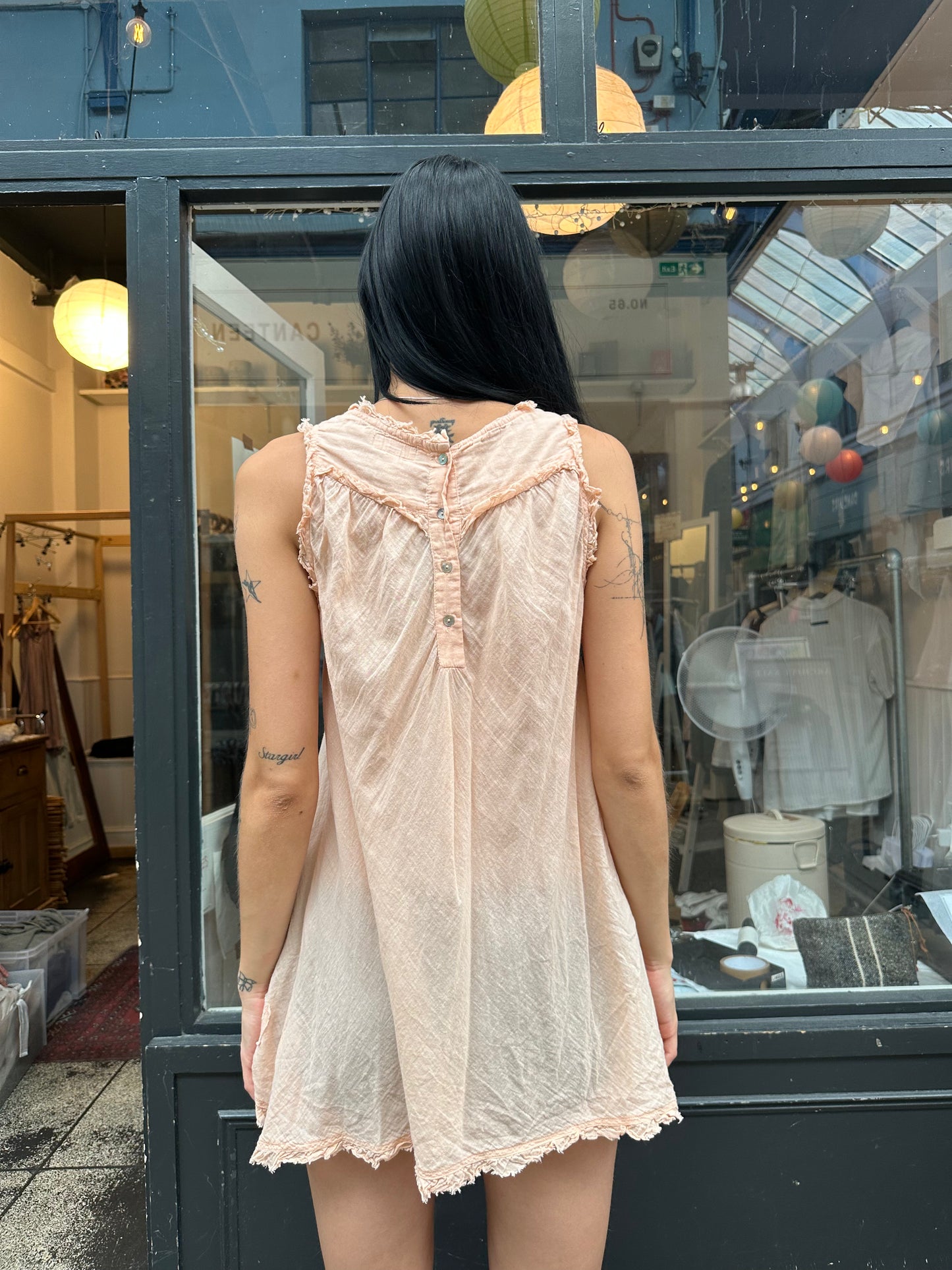 Pink cotton smock dress
