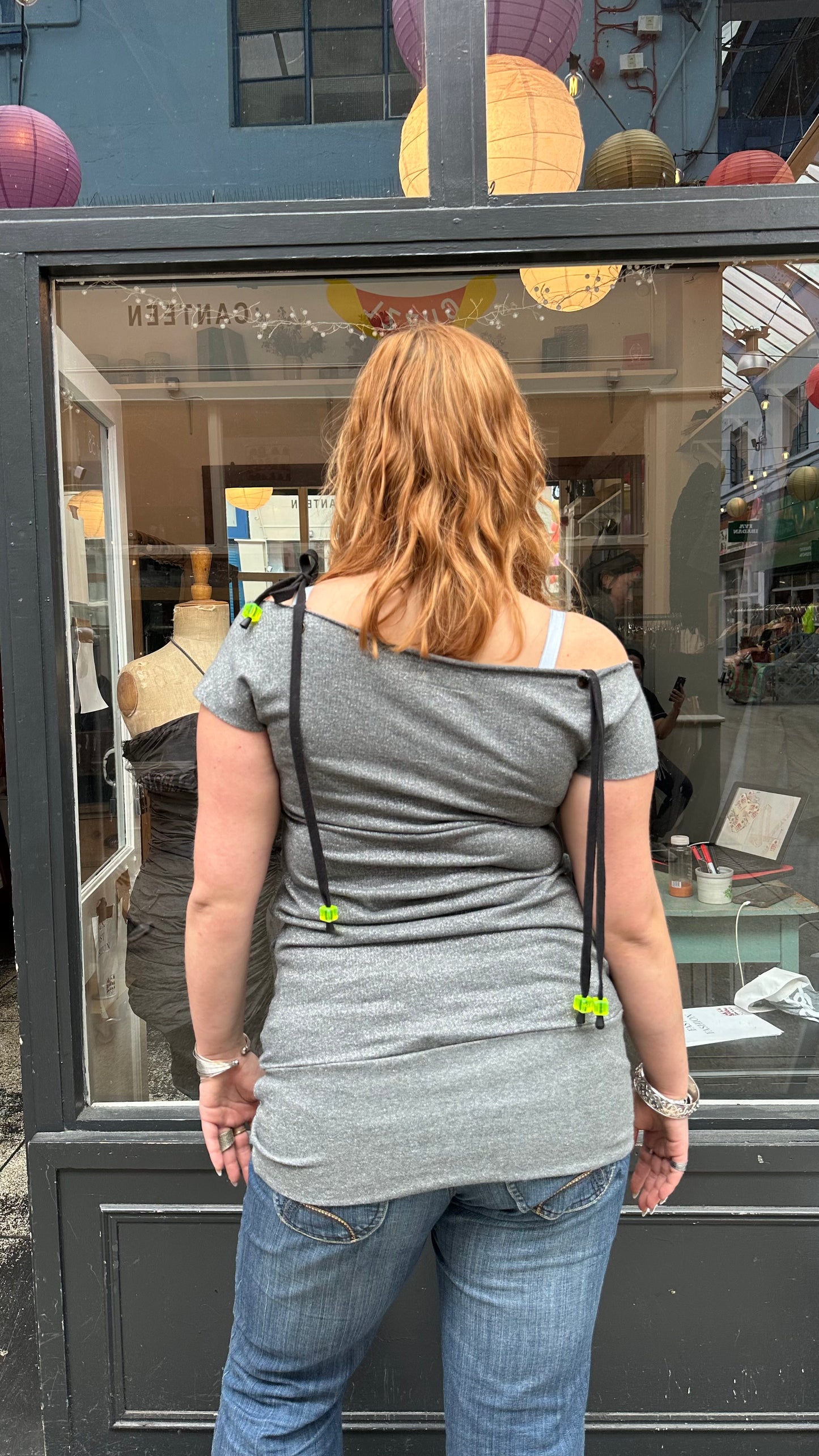 Grey slouchy sparkle top