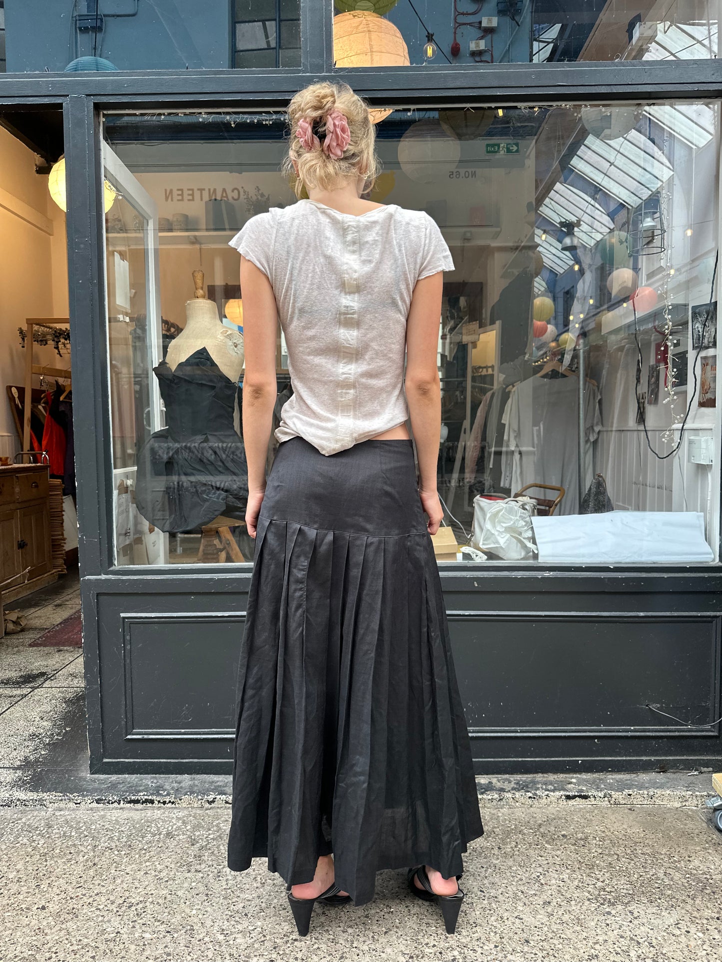 Black drop waist maxi