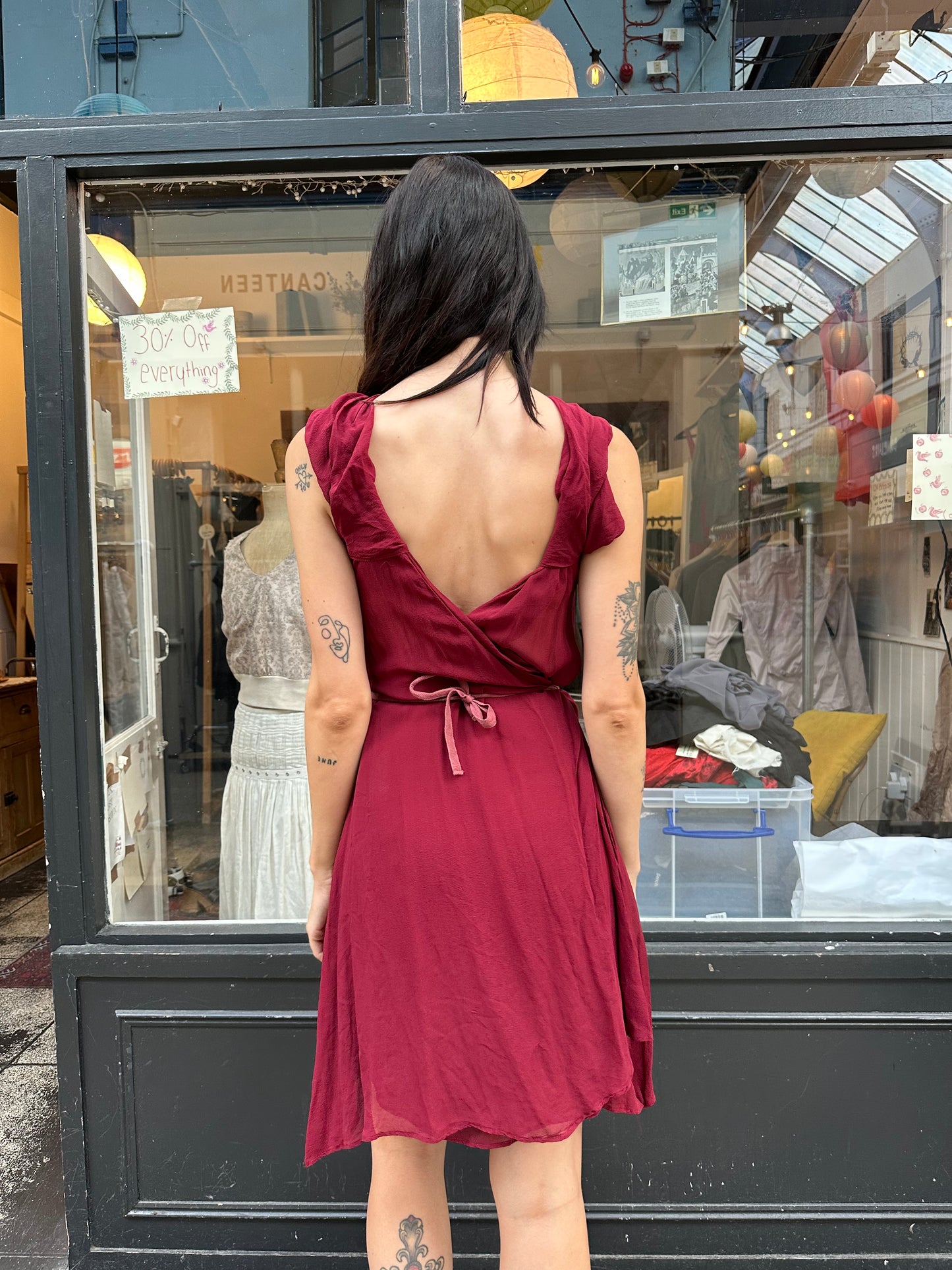 ALL SAINTS 100% red silk dress