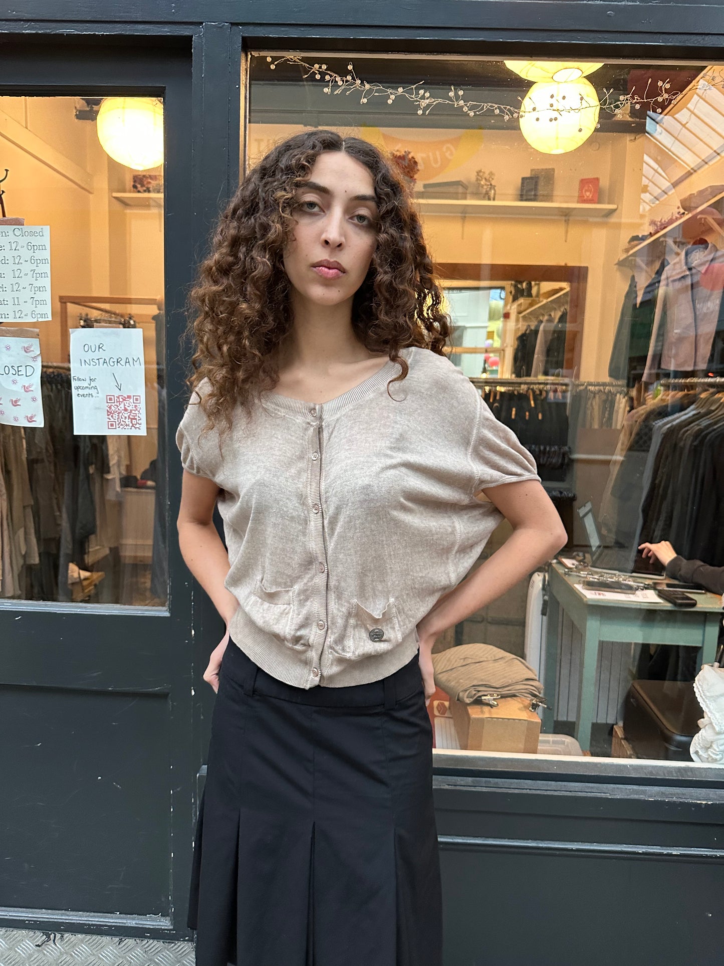 Beige batwing cardigan