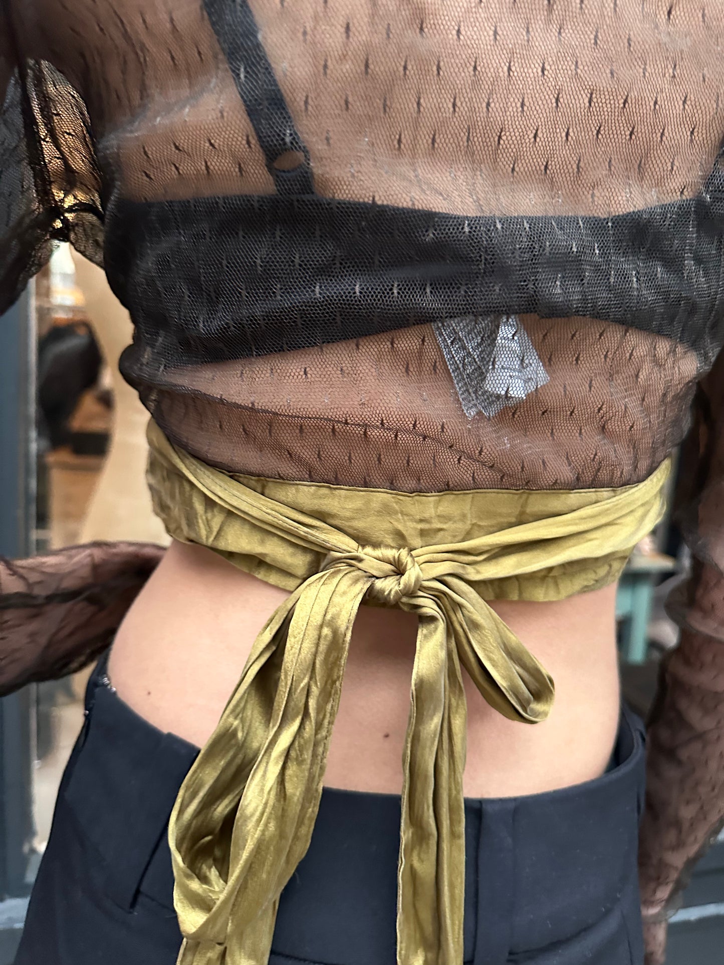 Mesh and satin bolero jacket