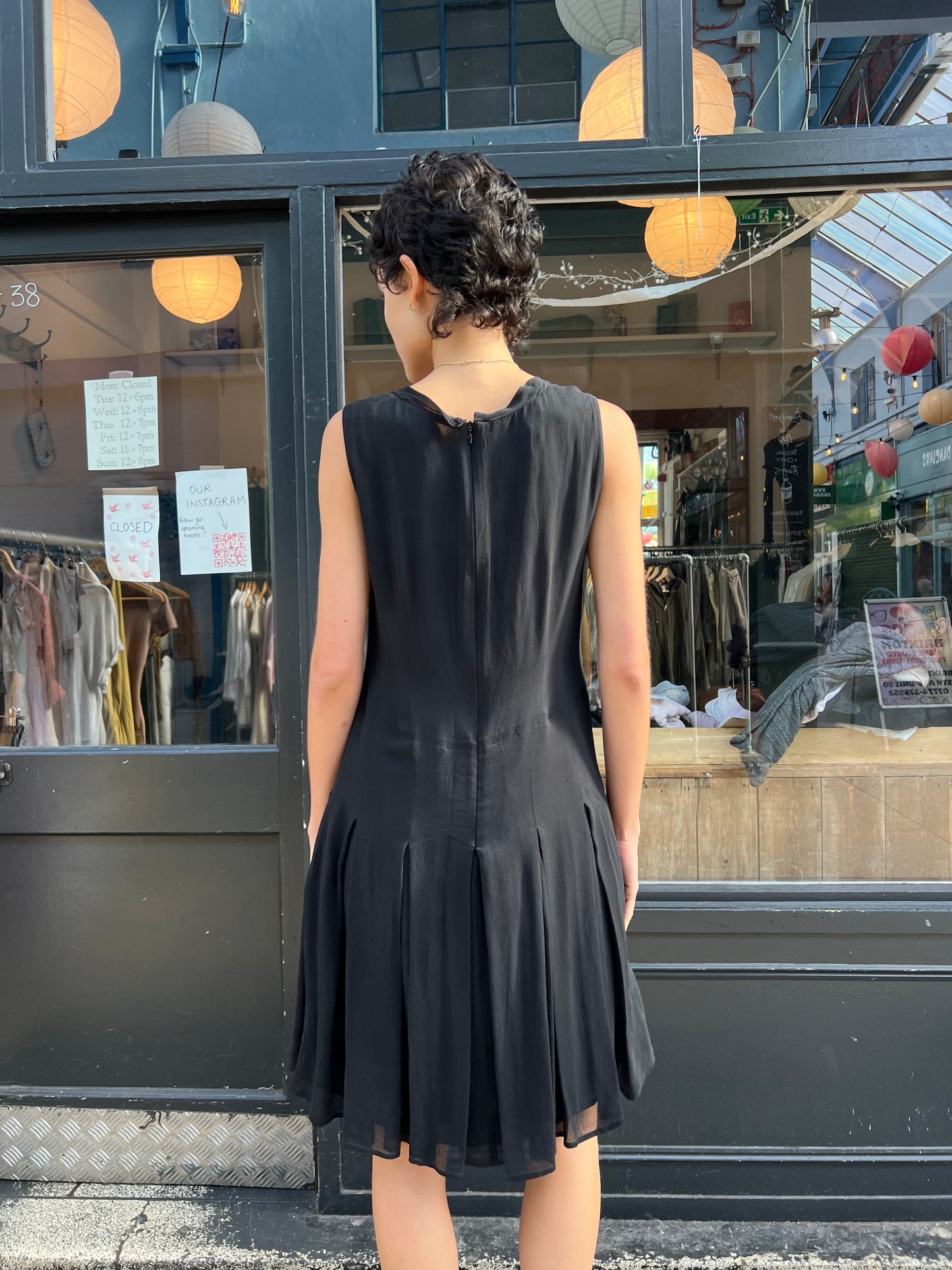 Black drop waist dress