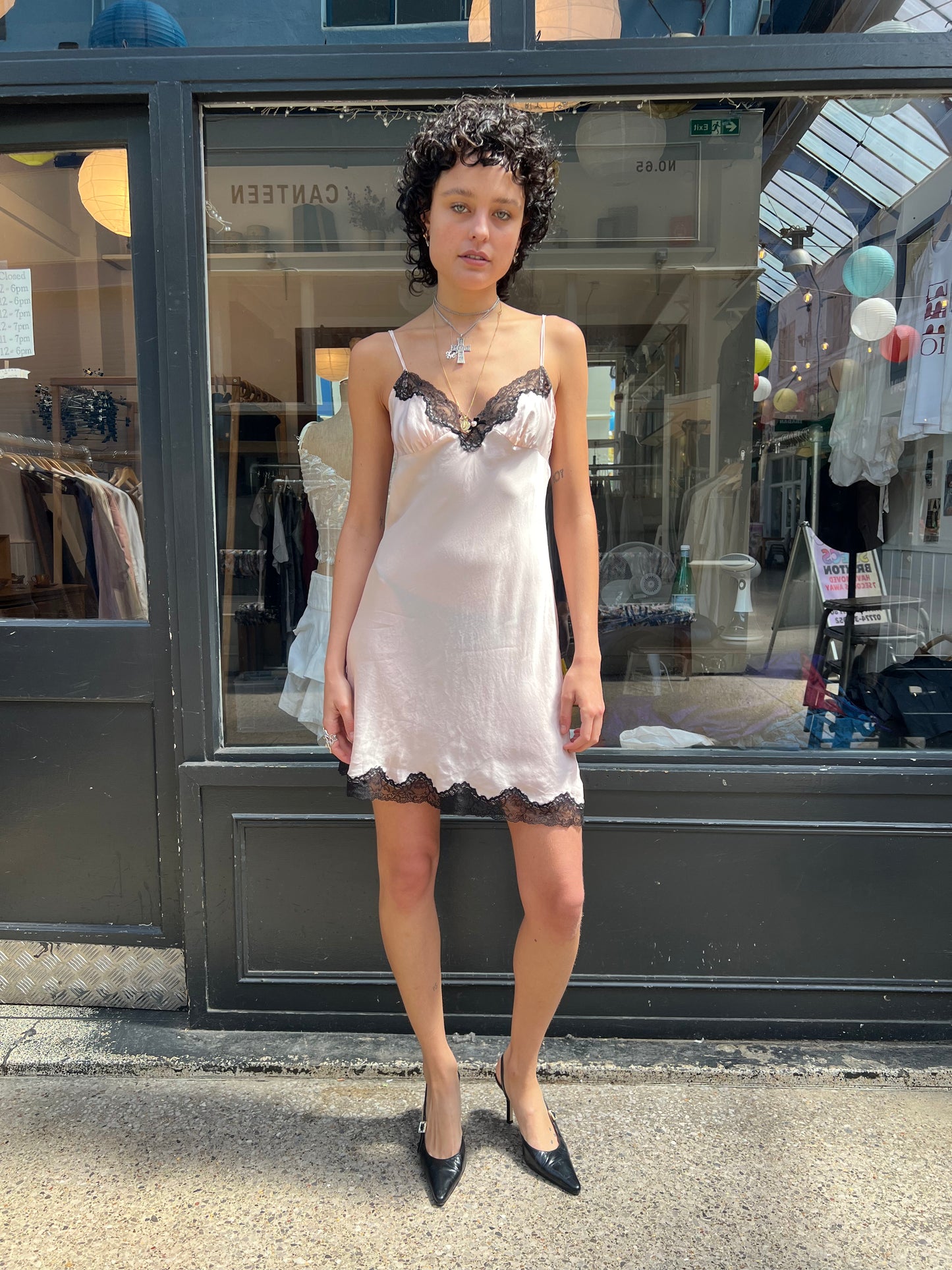 Pink 100% silk slip dress