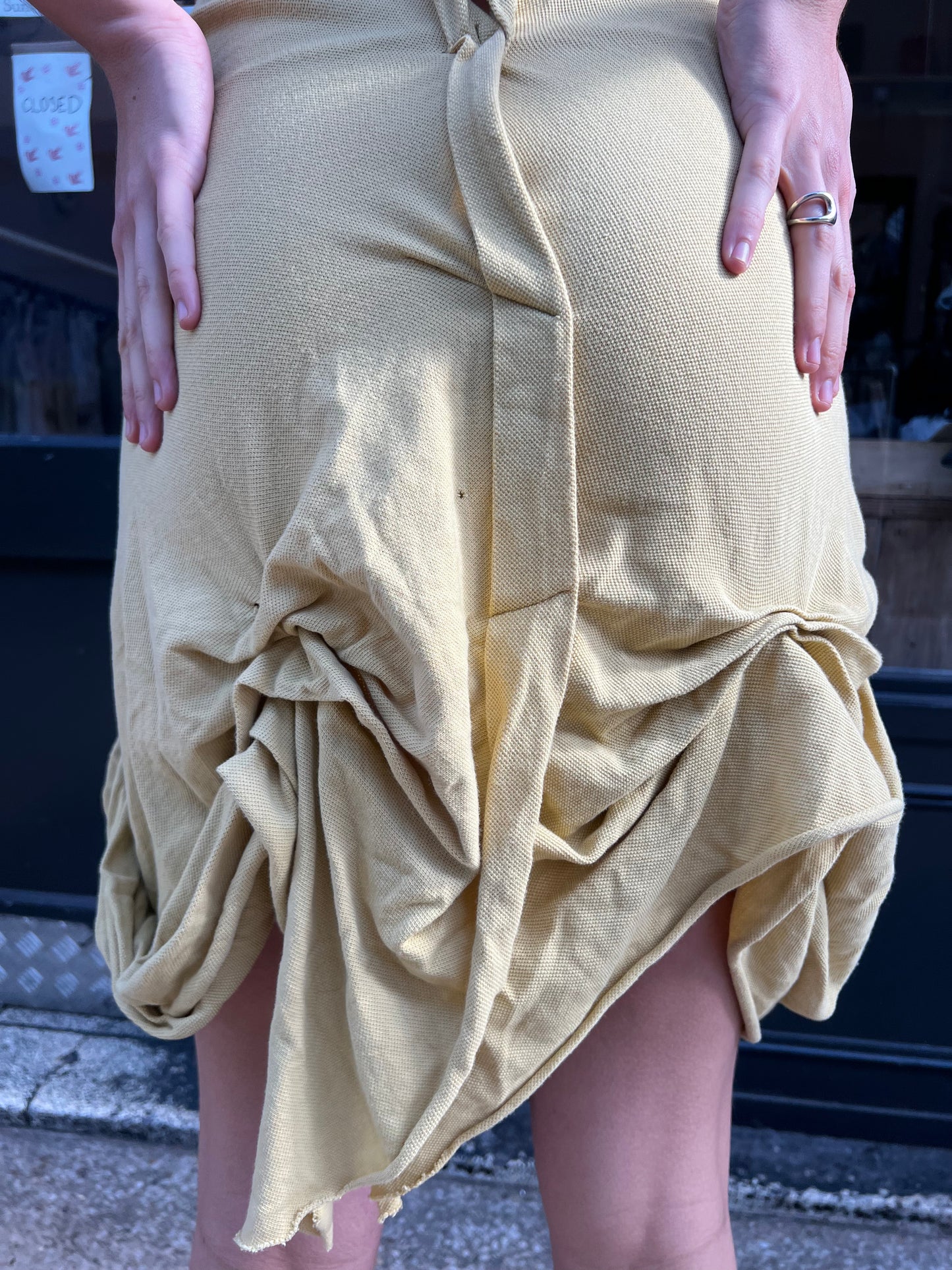 Green asymmetric backless dress