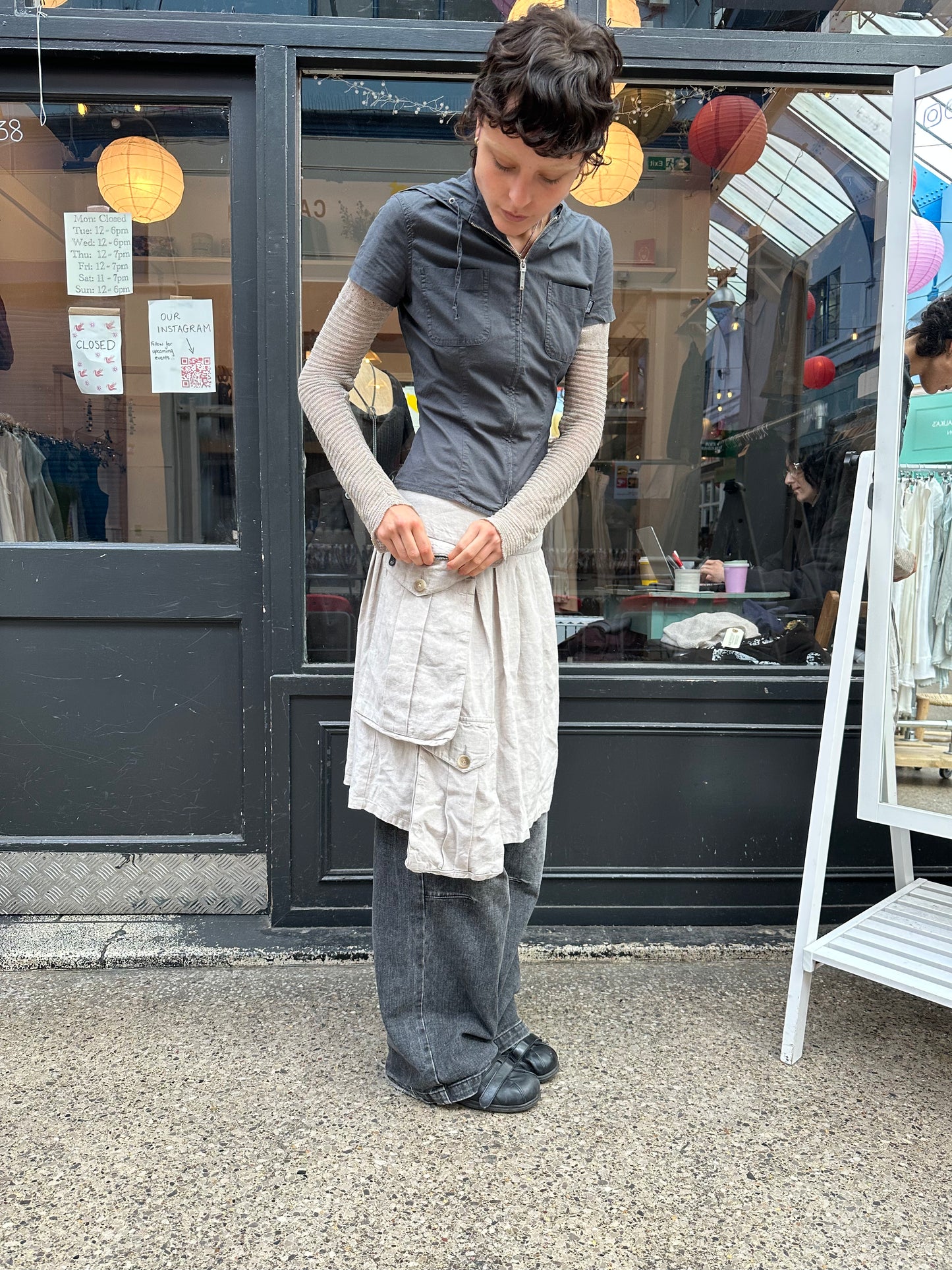 Linen skirt with Oversized Pockets