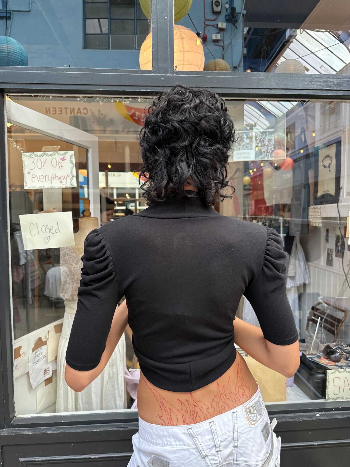 Bolero with ruched sleeves