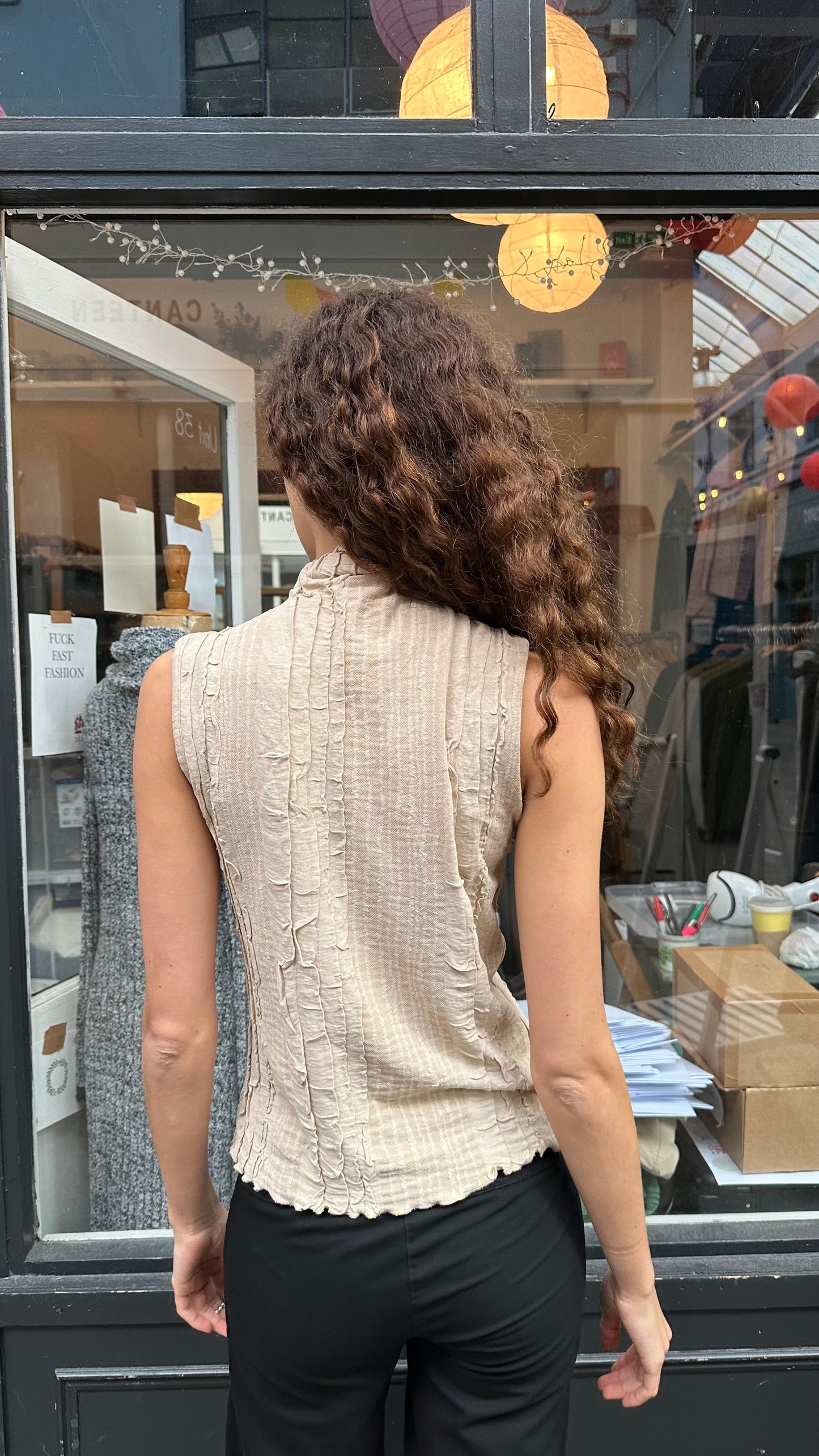 Textured sleeveless top