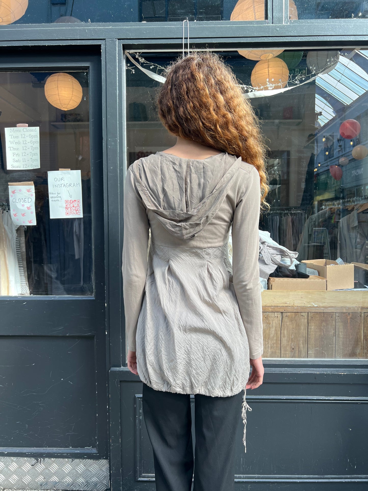 Khaki hooded tunic top