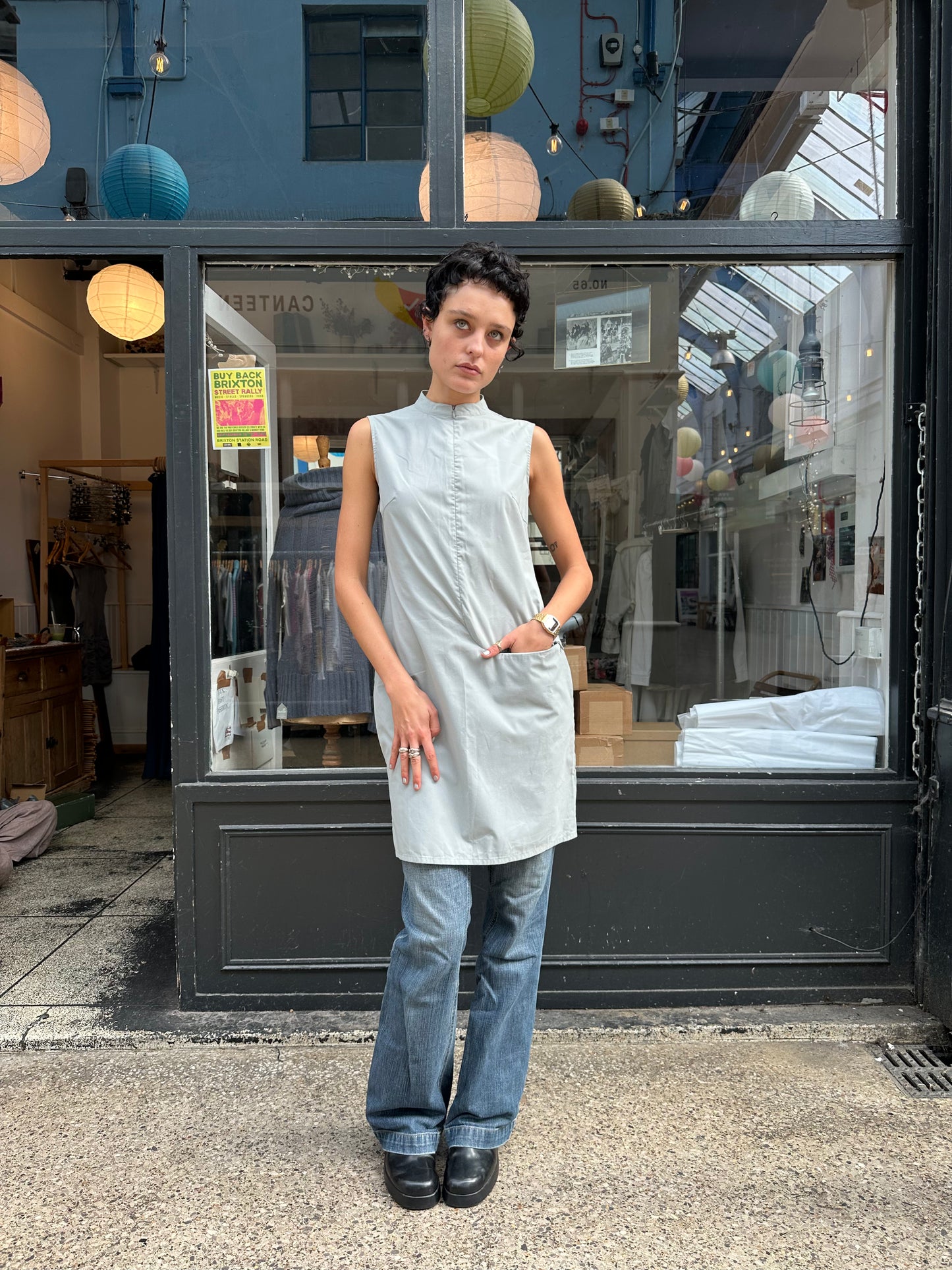 Grey shift dress