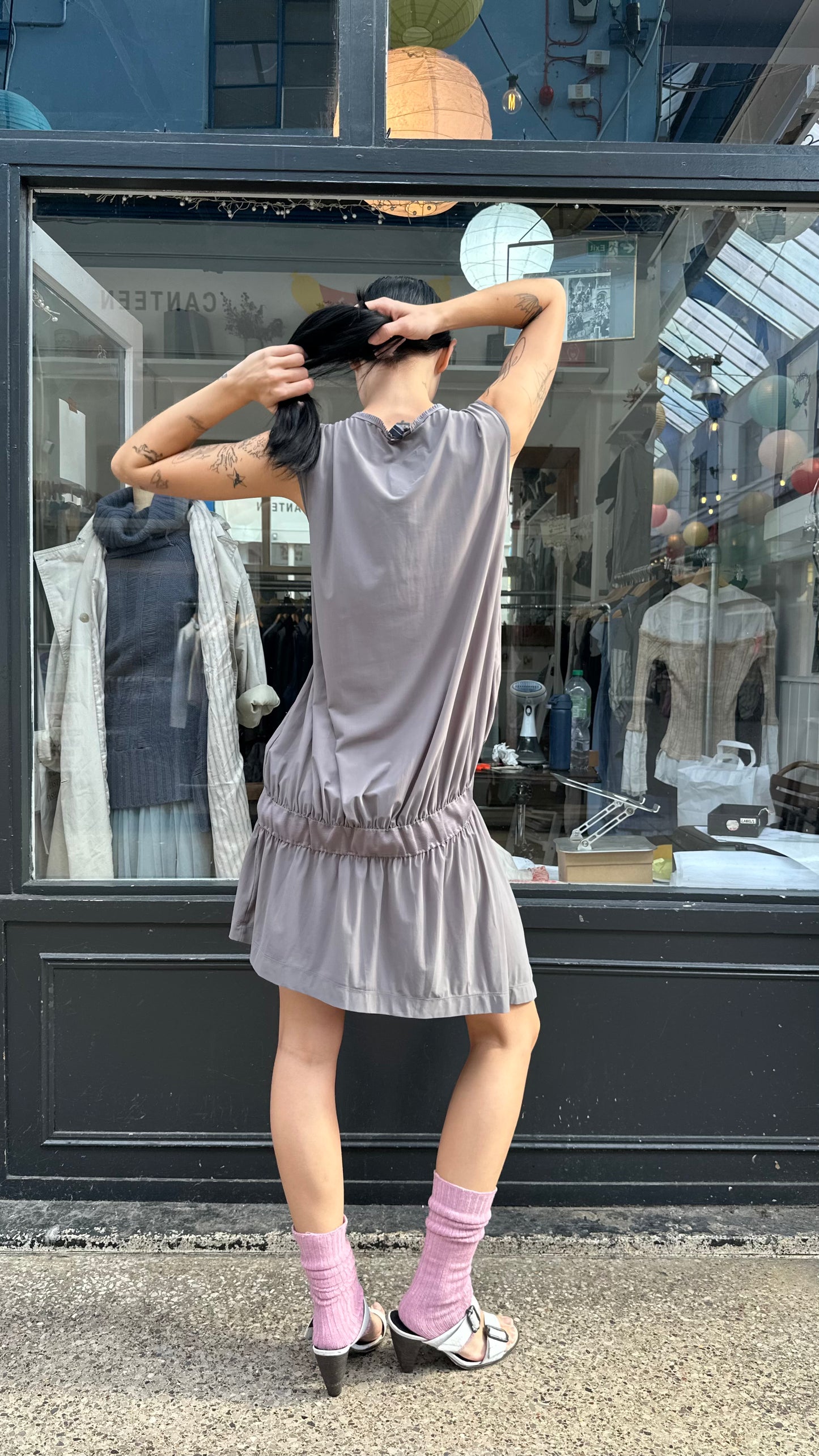Grey drop waist dress
