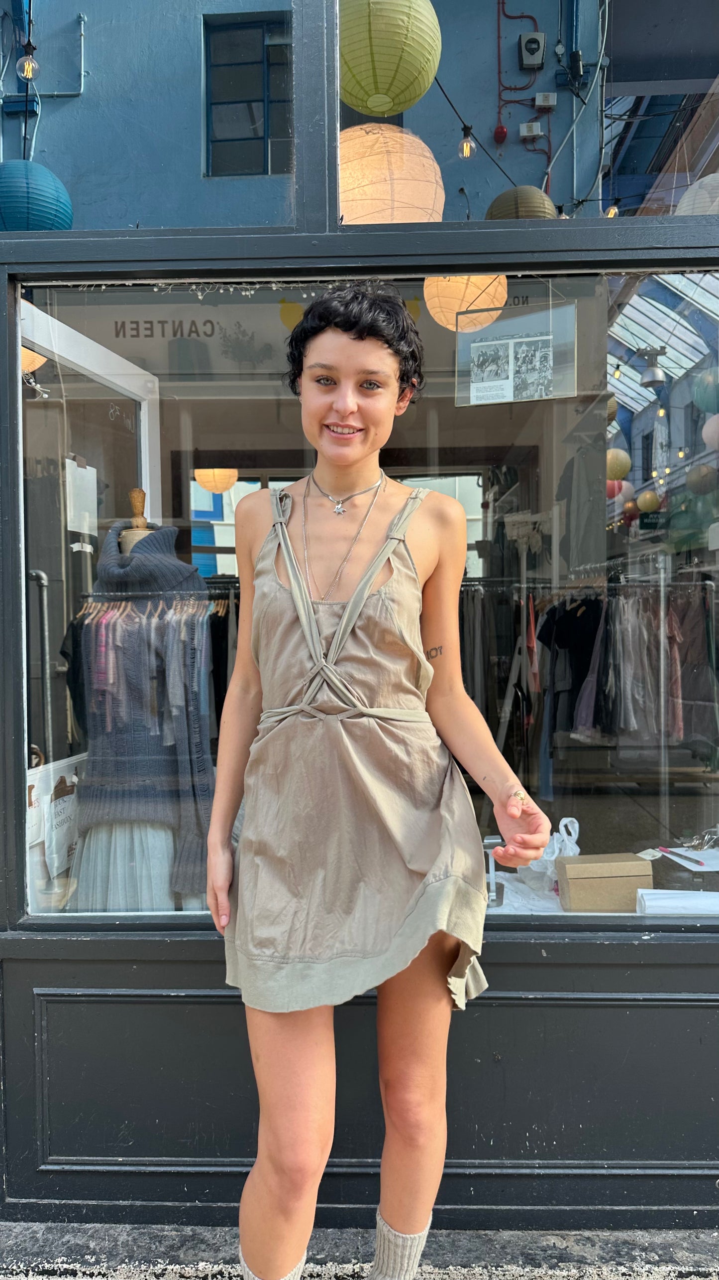 Silk lace up dress