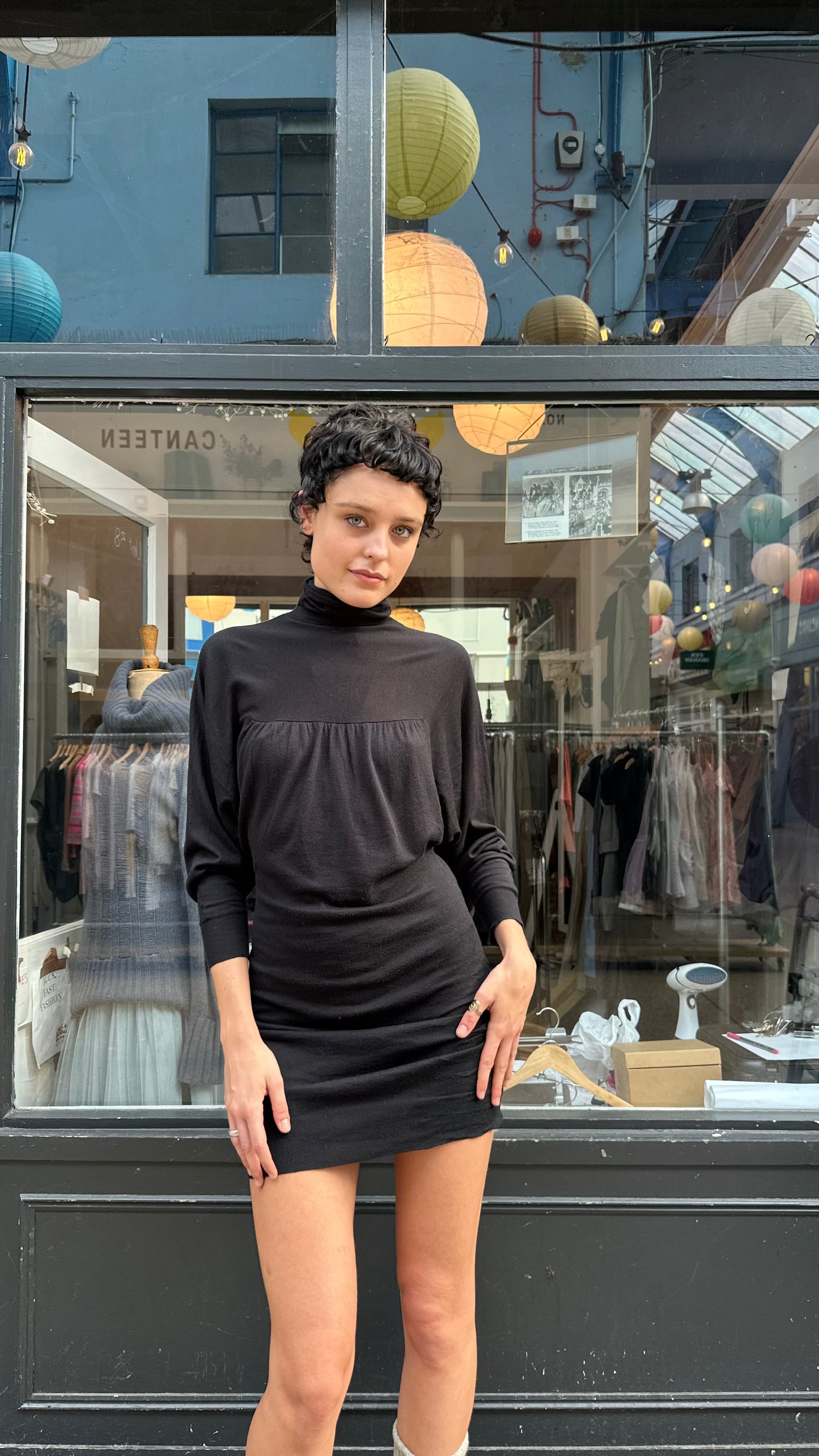 High neck knit dress