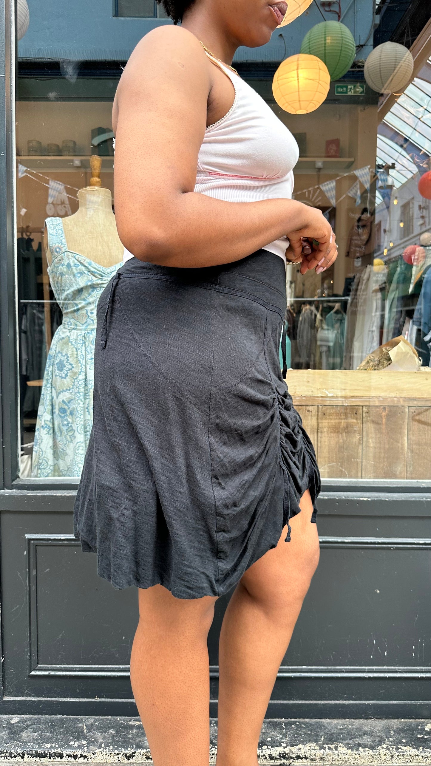 Cotton Skirt with Ruching