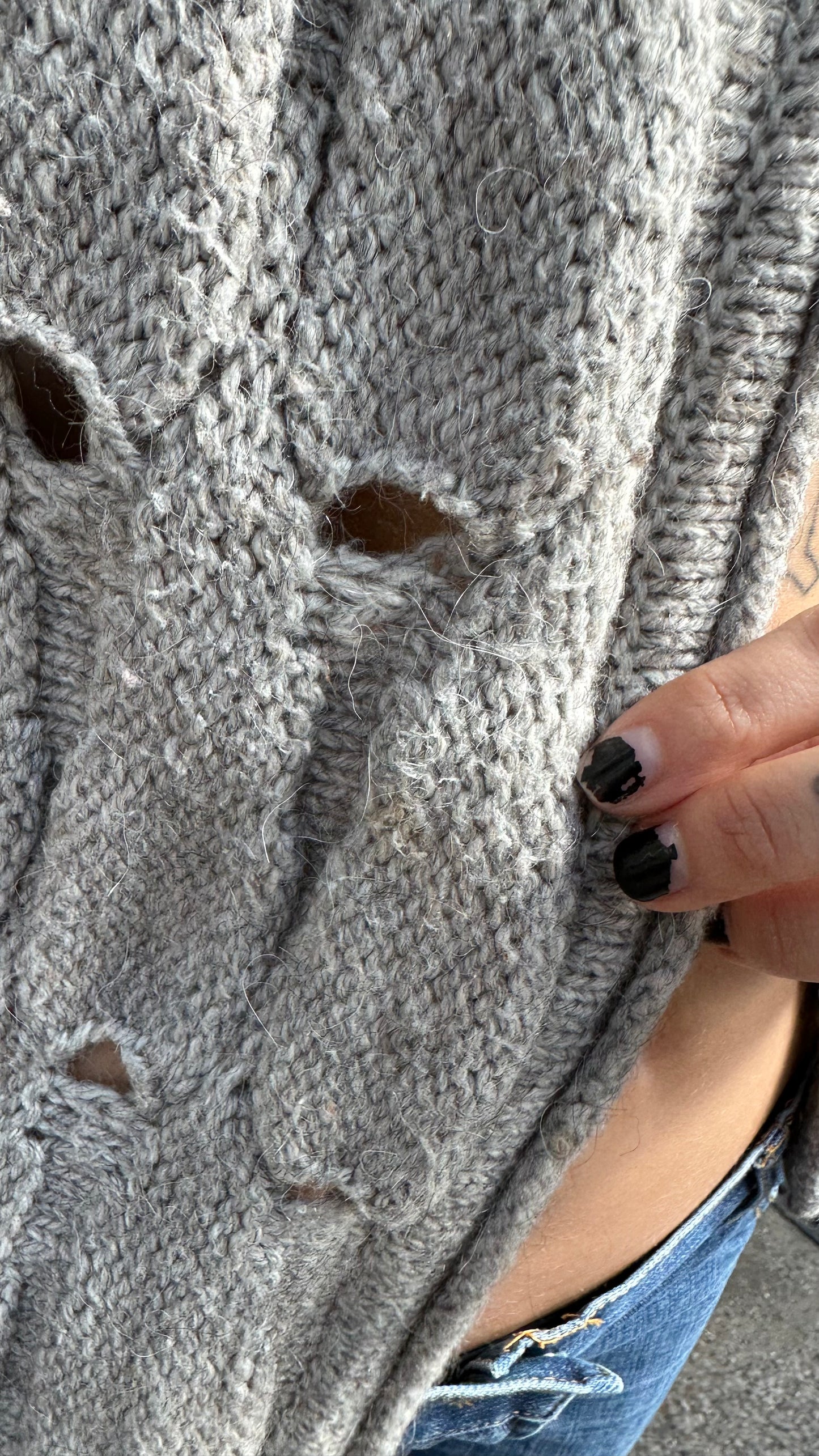 Grey knit pea coat cardigan