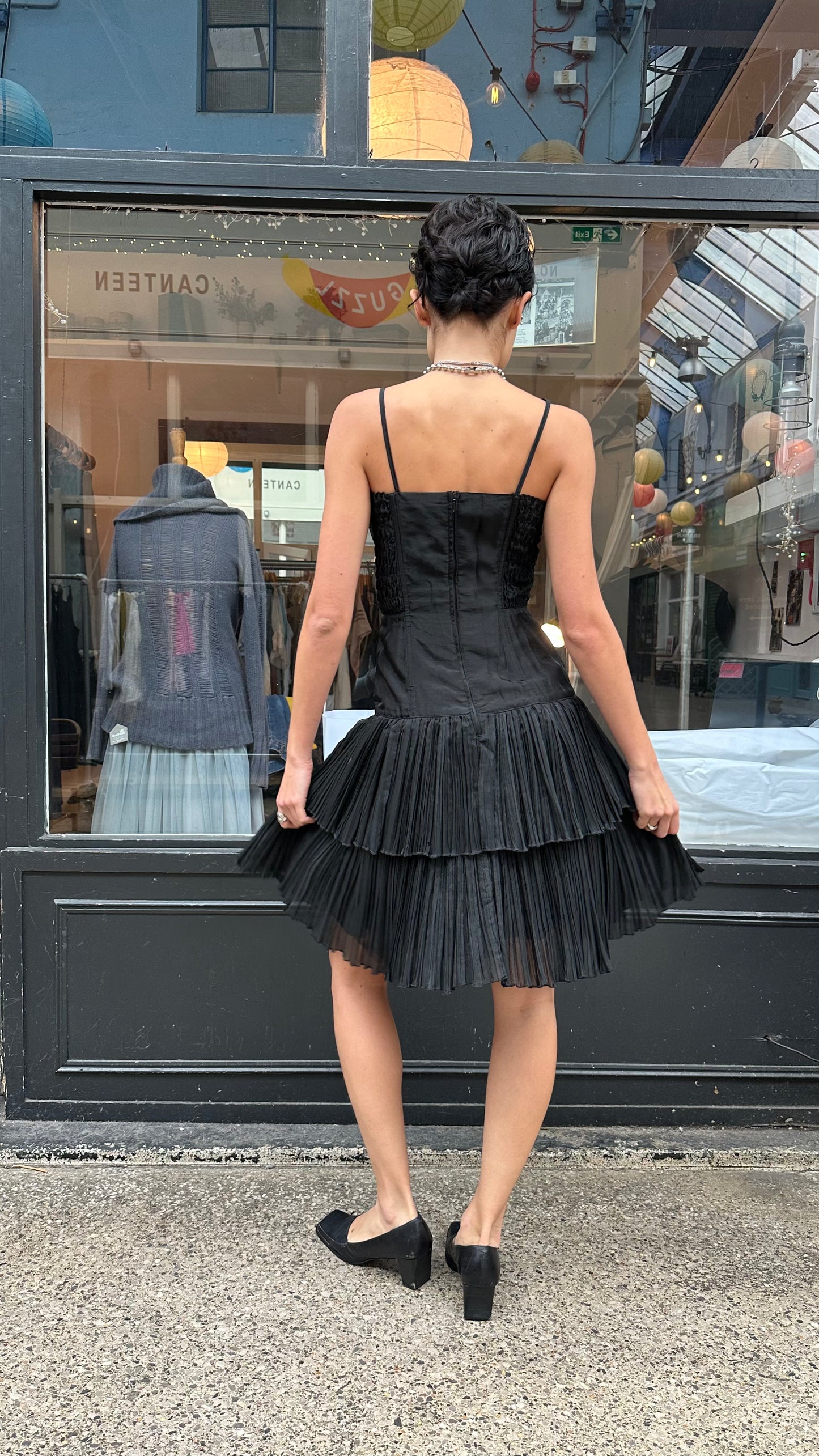 80s drop waist midi dress