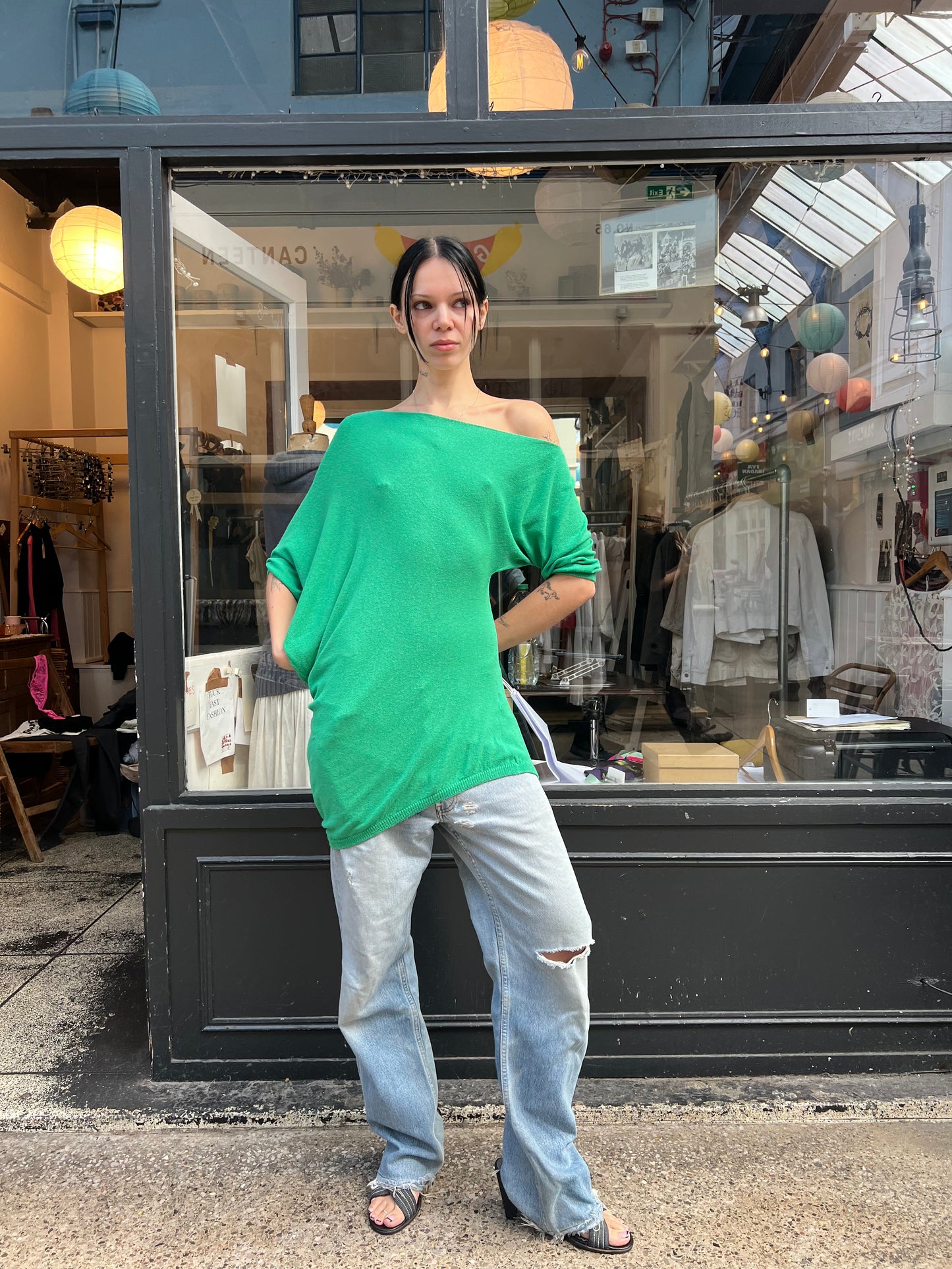 Green slouchy top