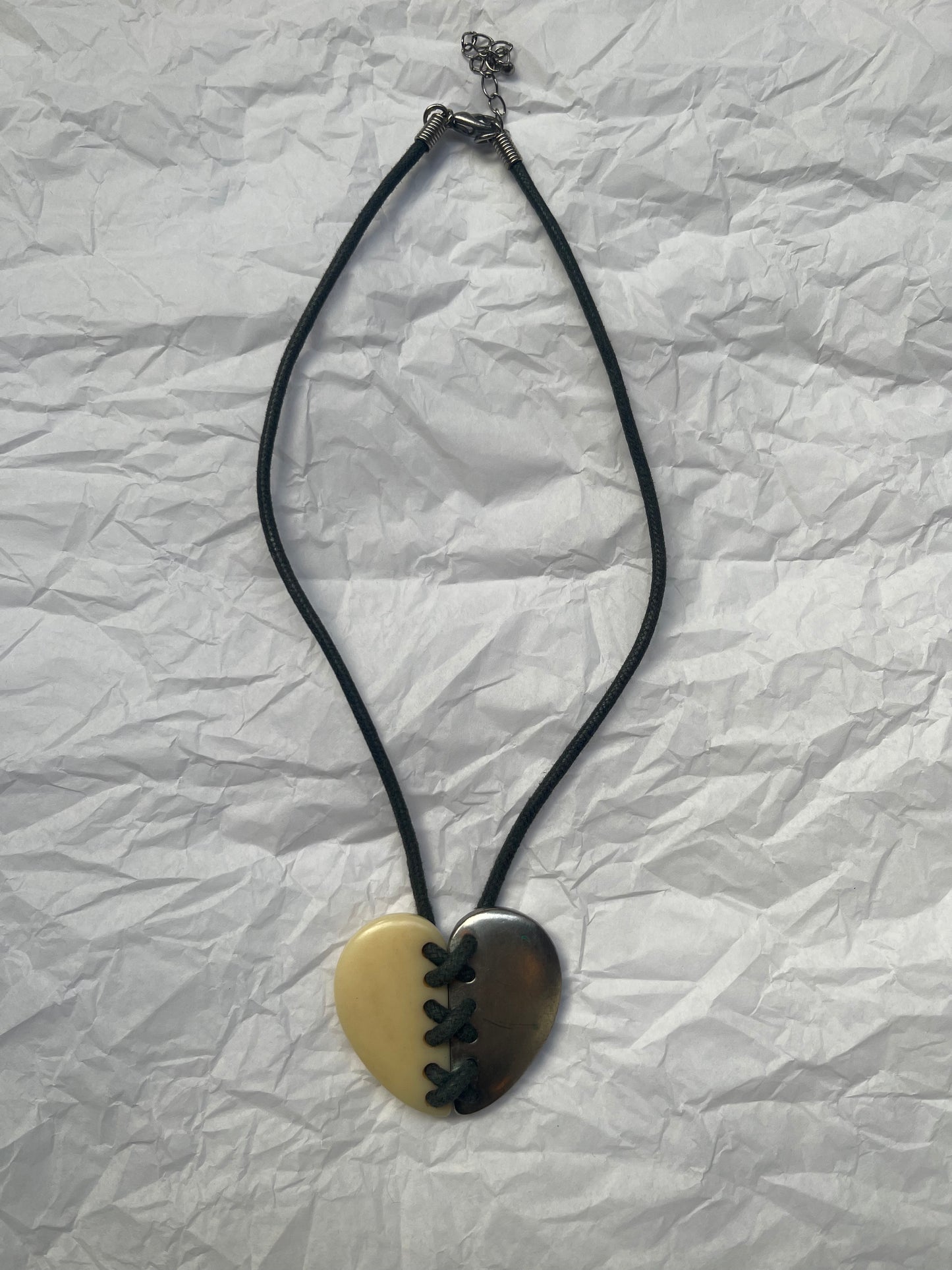 Lace Up Heart Necklace Leather Cord