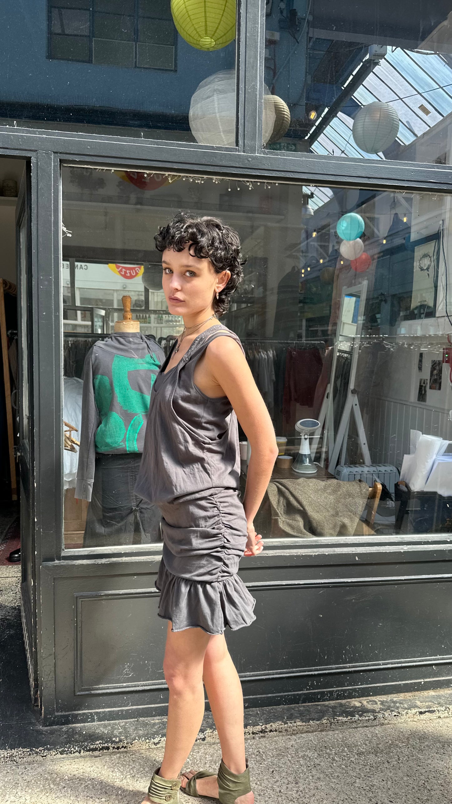 Grey racer back mini dress
