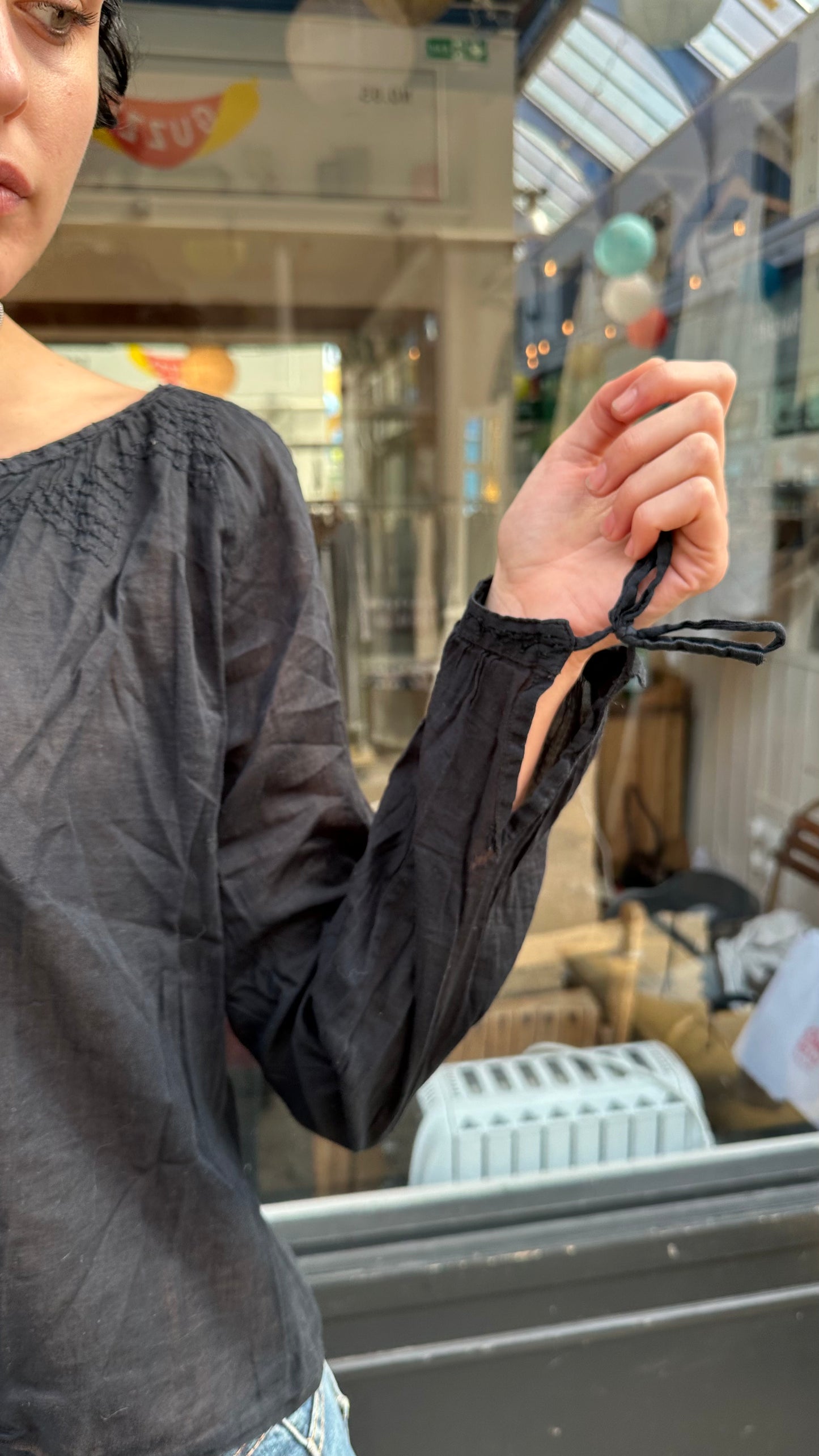 Black cotton floaty top