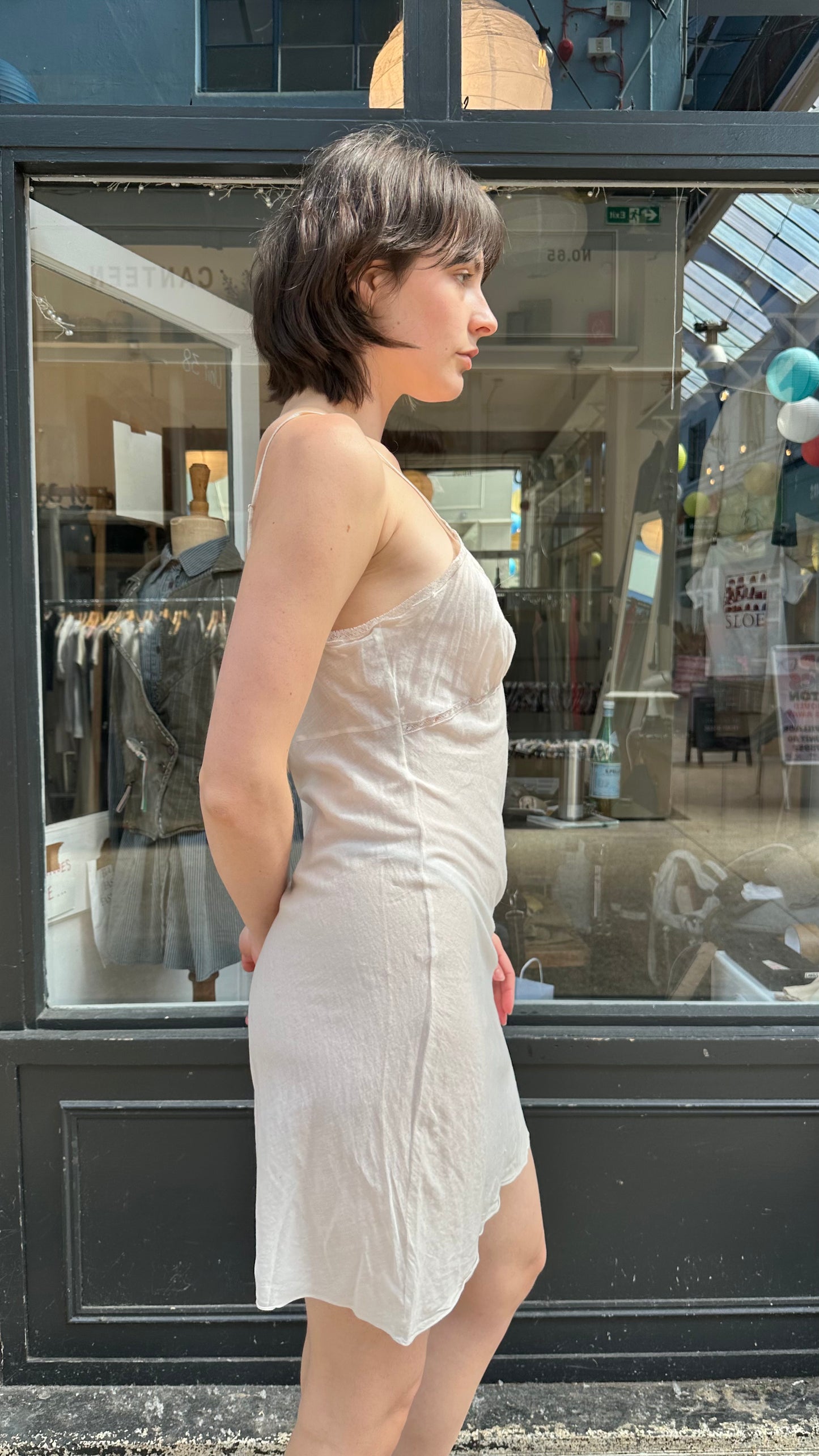 All saints cream cotton slip dress