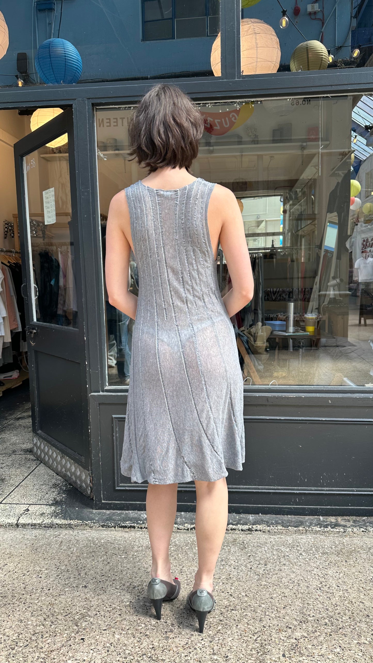 Grey knit slip dress