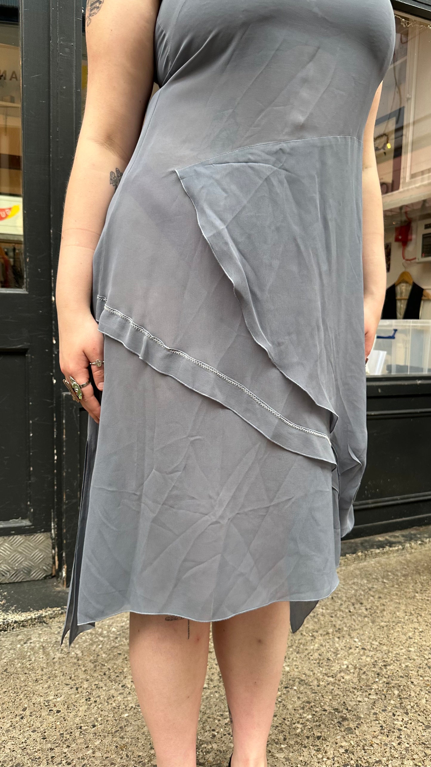 Blue asymmetric maxi dress