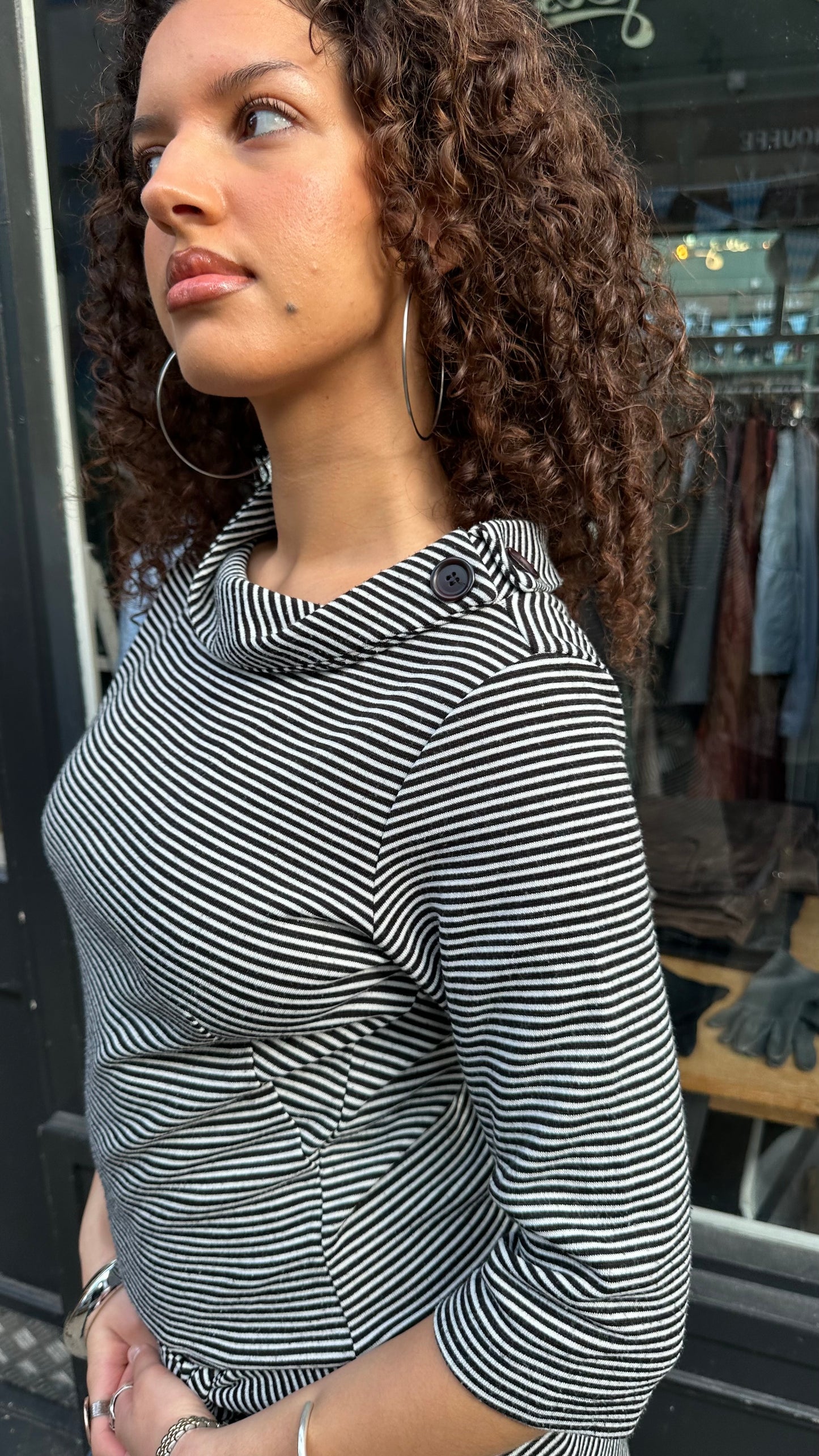 Boat Neck Dress with Stripes