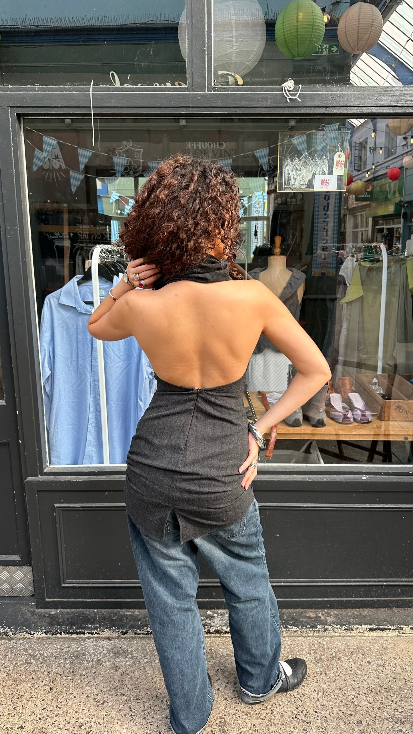 Grey Backless Dress